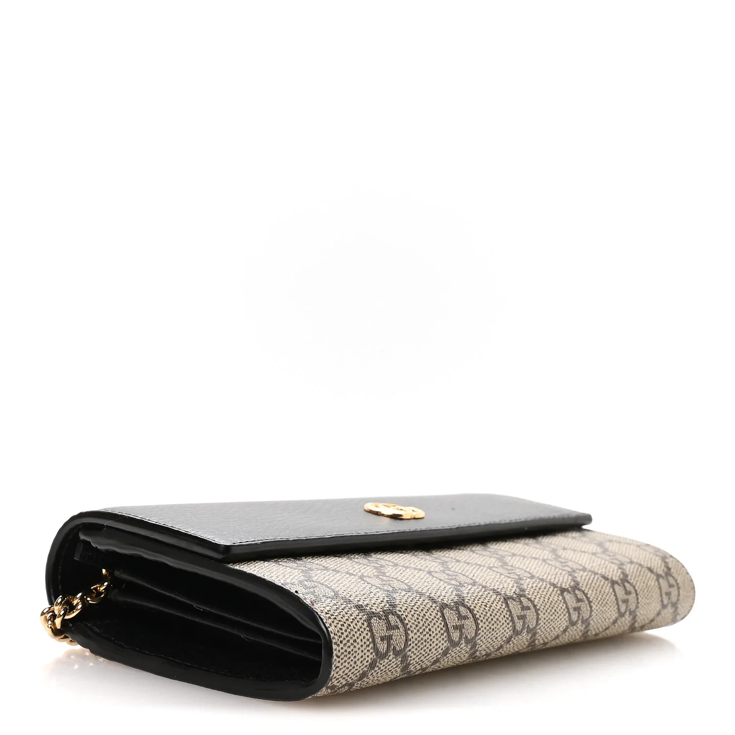 Dollar Calfskin GG Supreme Monogram Petite GG Marmont Wallet Chain Bag Black Beige Ebony - Image 4