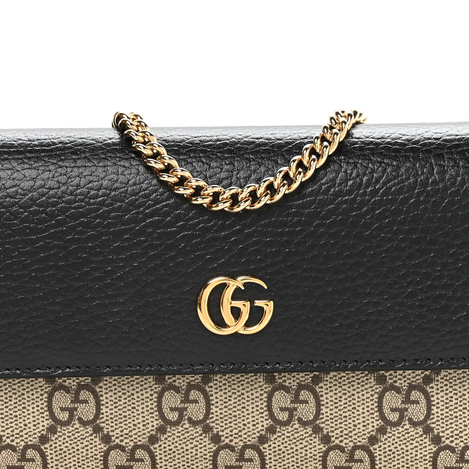Dollar Calfskin GG Supreme Monogram Petite GG Marmont Wallet Chain Bag Black Beige Ebony - Image 8