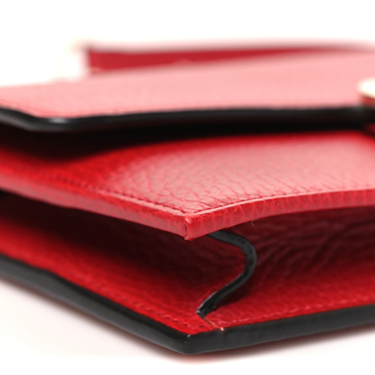 Dollar Calfskin Interlocking G Chain Wallet Red - Image 8
