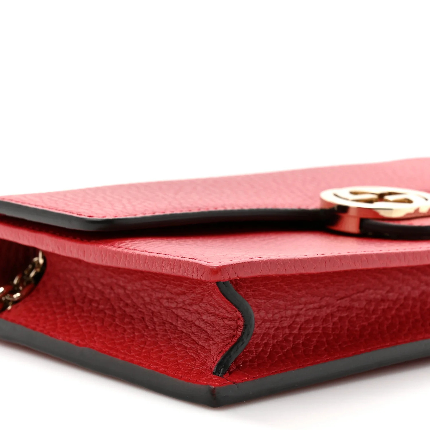 Dollar Calfskin Interlocking G Chain Wallet Red - Image 10