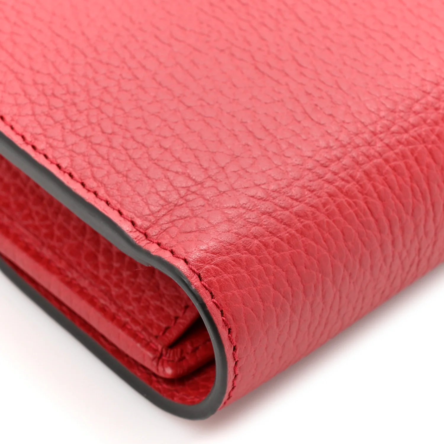 Dollar Calfskin Interlocking G Chain Wallet Red - Image 11