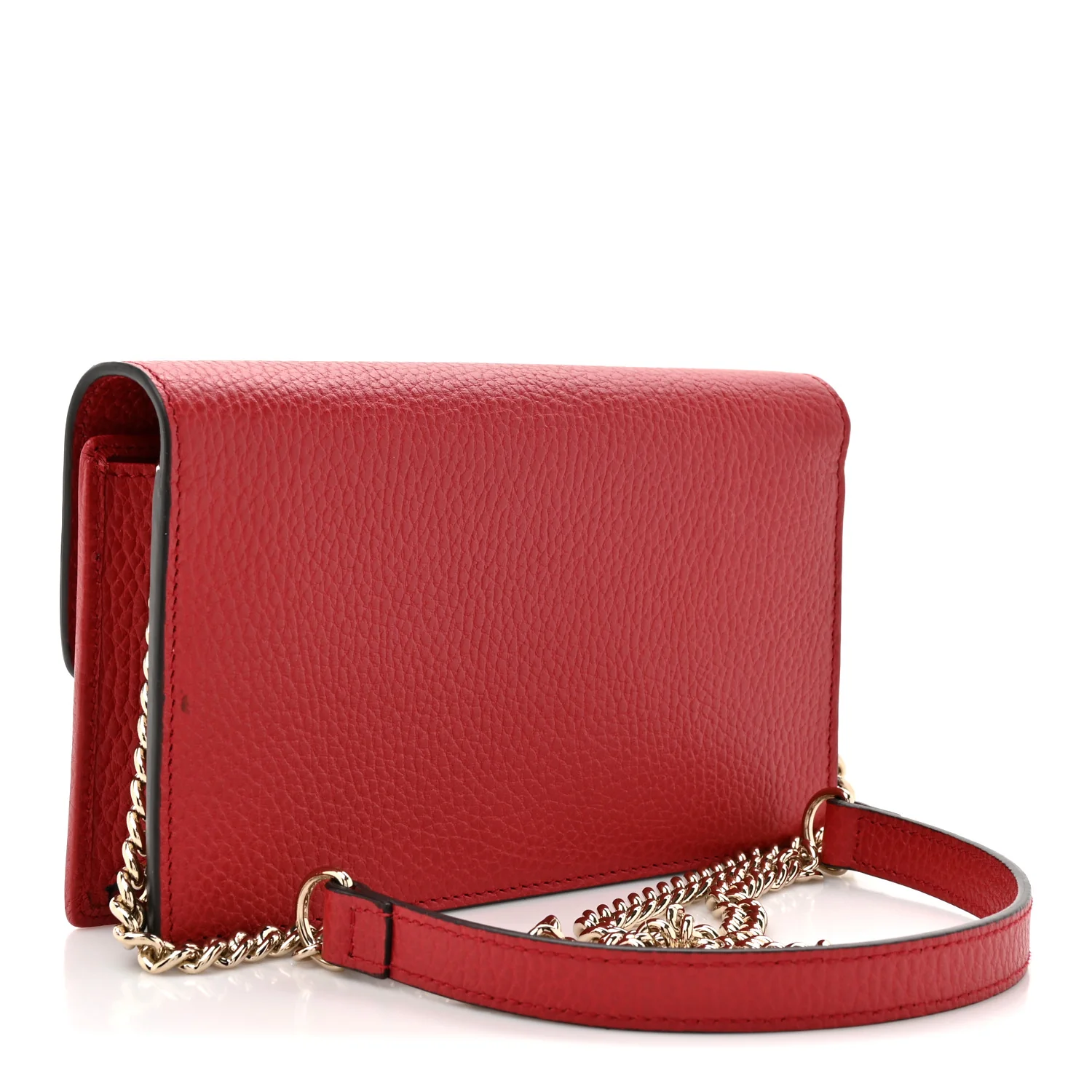 Dollar Calfskin Interlocking G Chain Wallet Red - Image 3