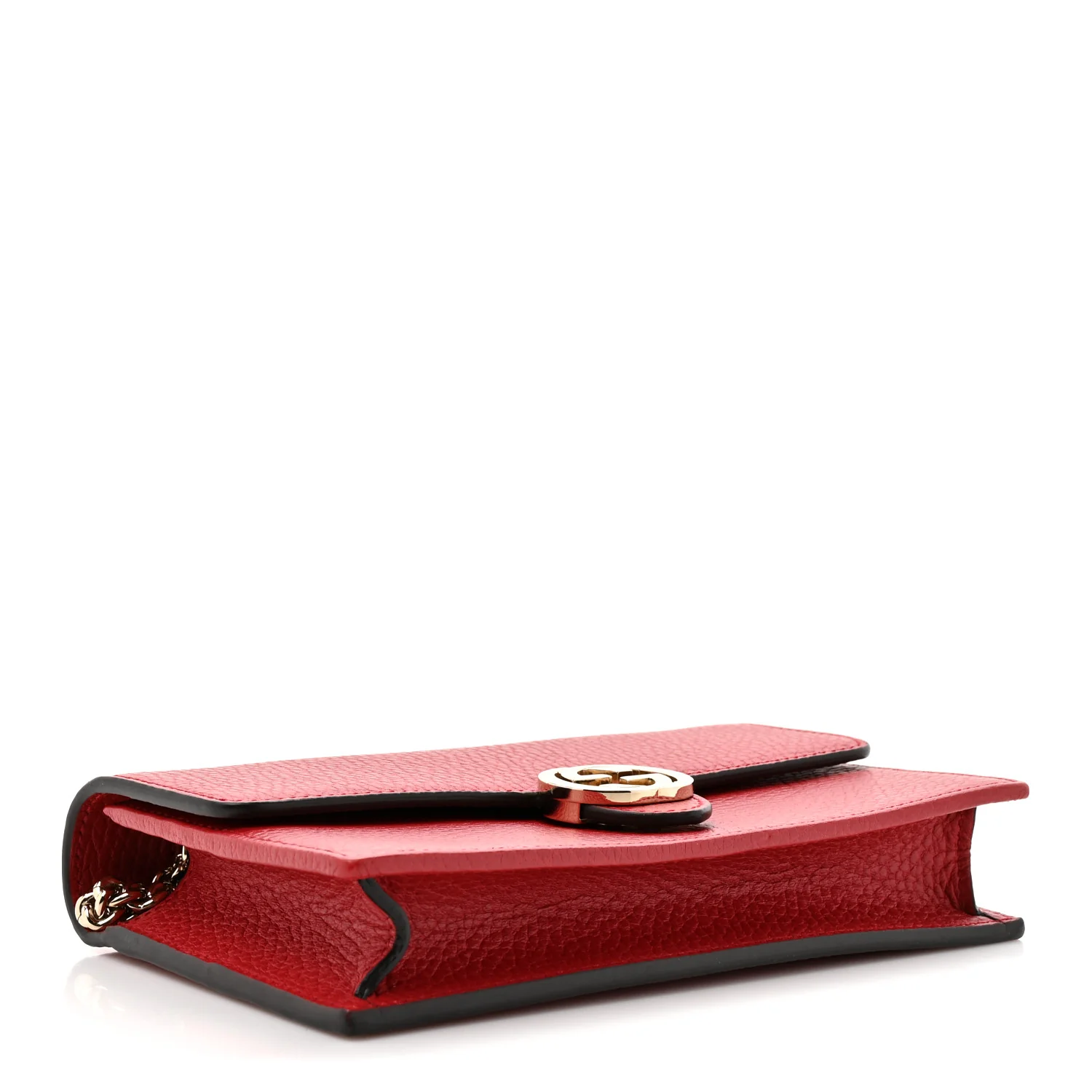 Dollar Calfskin Interlocking G Chain Wallet Red - Image 4