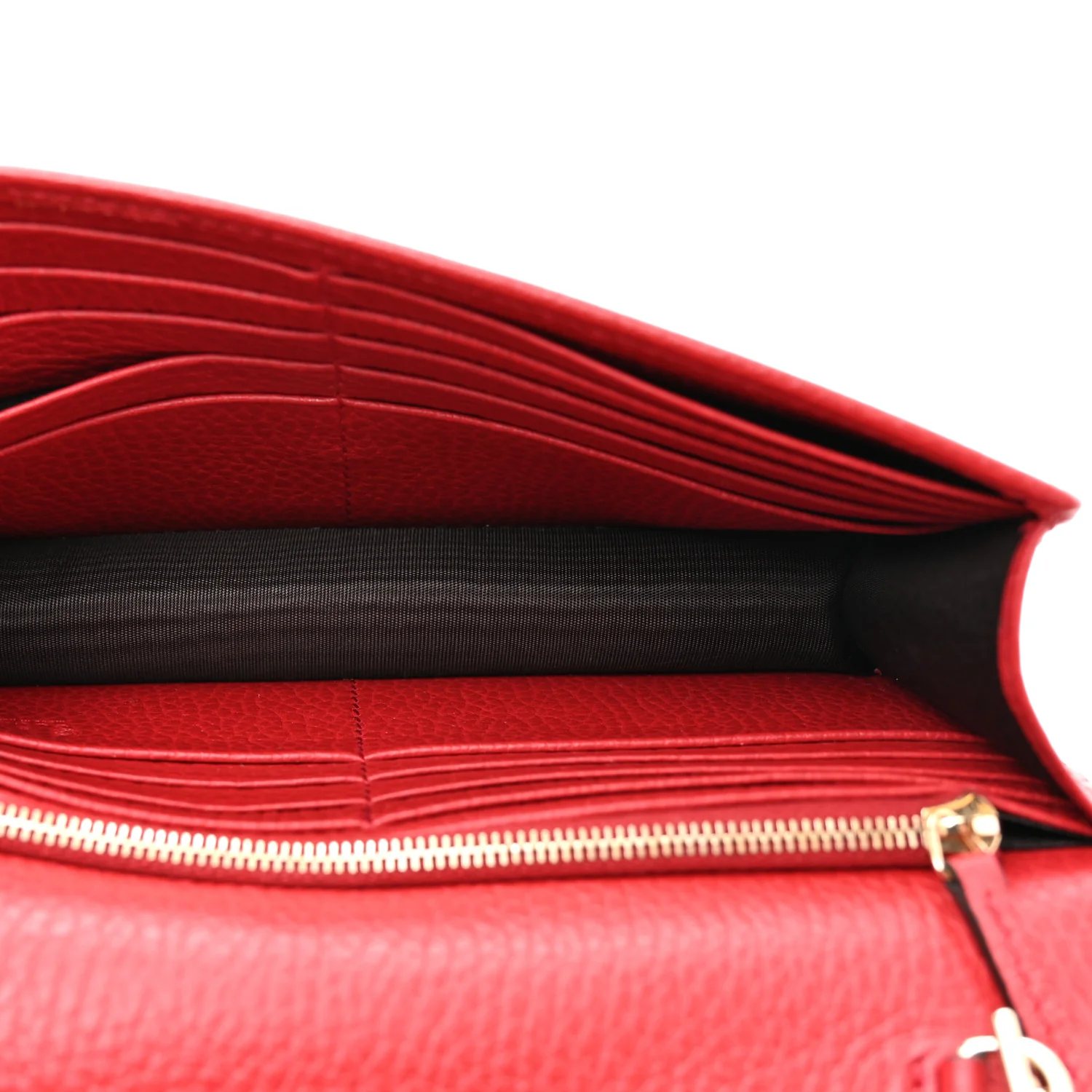 Dollar Calfskin Interlocking G Chain Wallet Red - Image 5