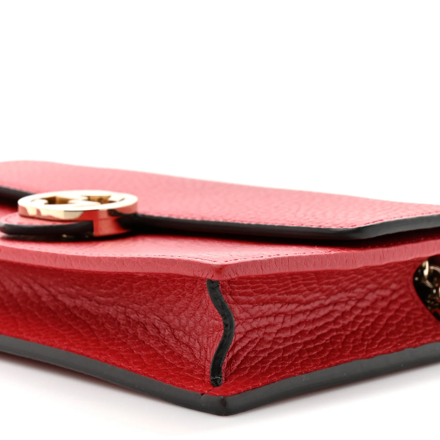 Dollar Calfskin Interlocking G Chain Wallet Red - Image 9