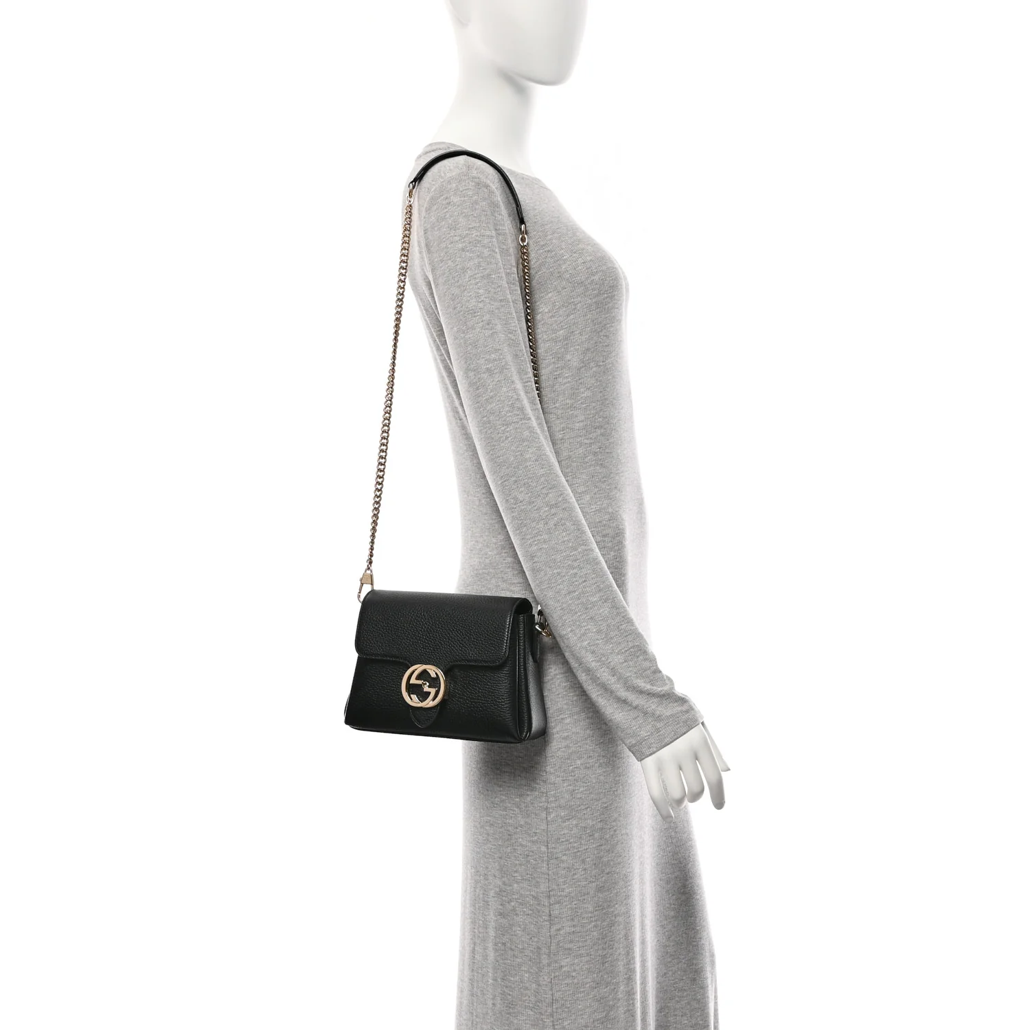 Dollar Calfskin Interlocking G Crossbody Bag Black - Image 2