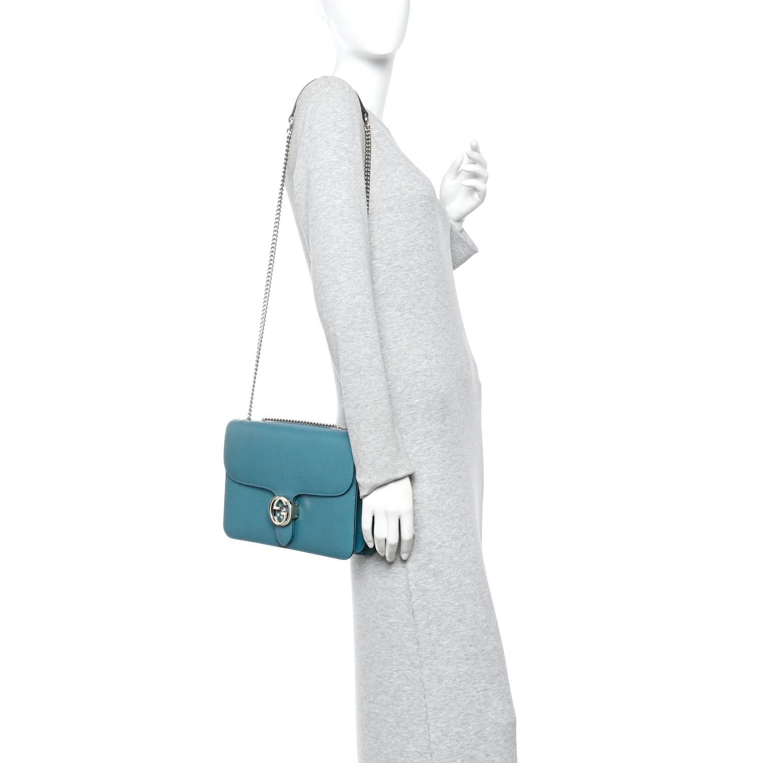 Dollar Calfskin Interlocking G Shoulder Bag Deep Cobalt - Image 2