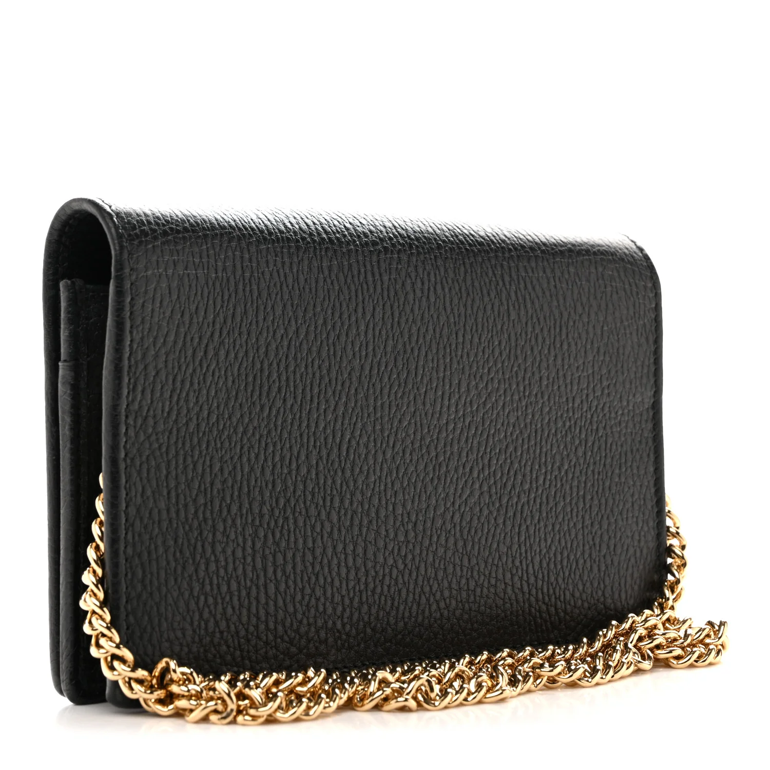 Dollar Calfskin Mini GG Marmont Chain Wallet Black - Image 3