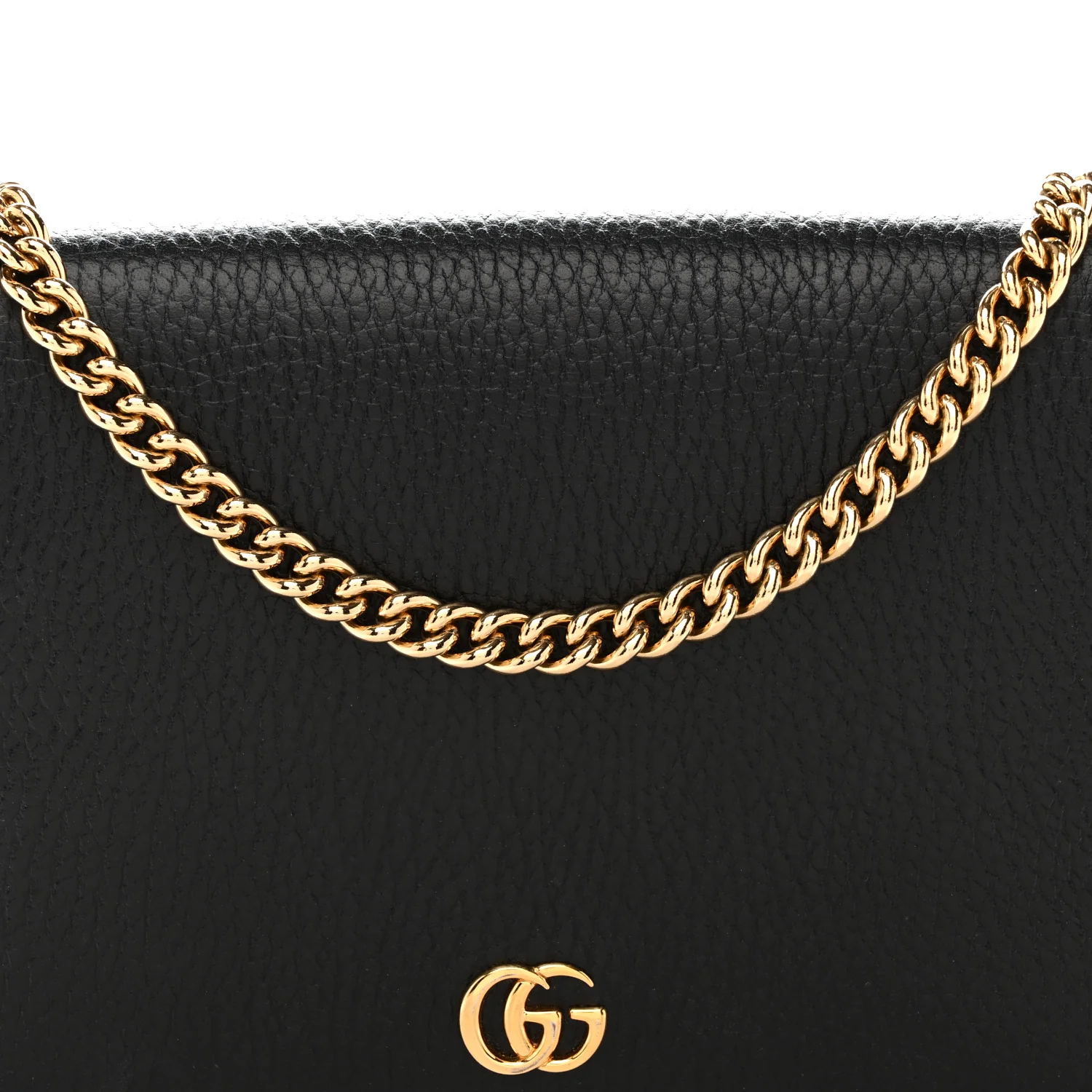 Dollar Calfskin Mini GG Marmont Chain Wallet Black - Image 7