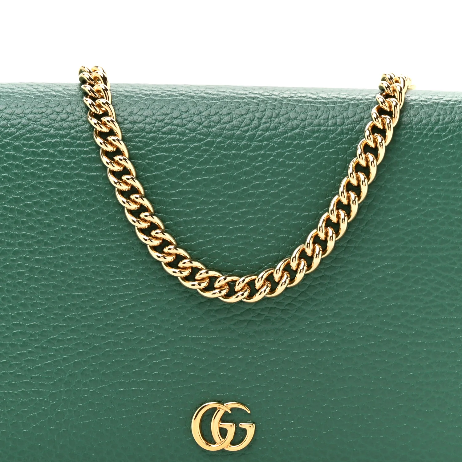 Dollar Calfskin Mini GG Marmont Chain Wallet Emerald Green Salvy Green - Image 6
