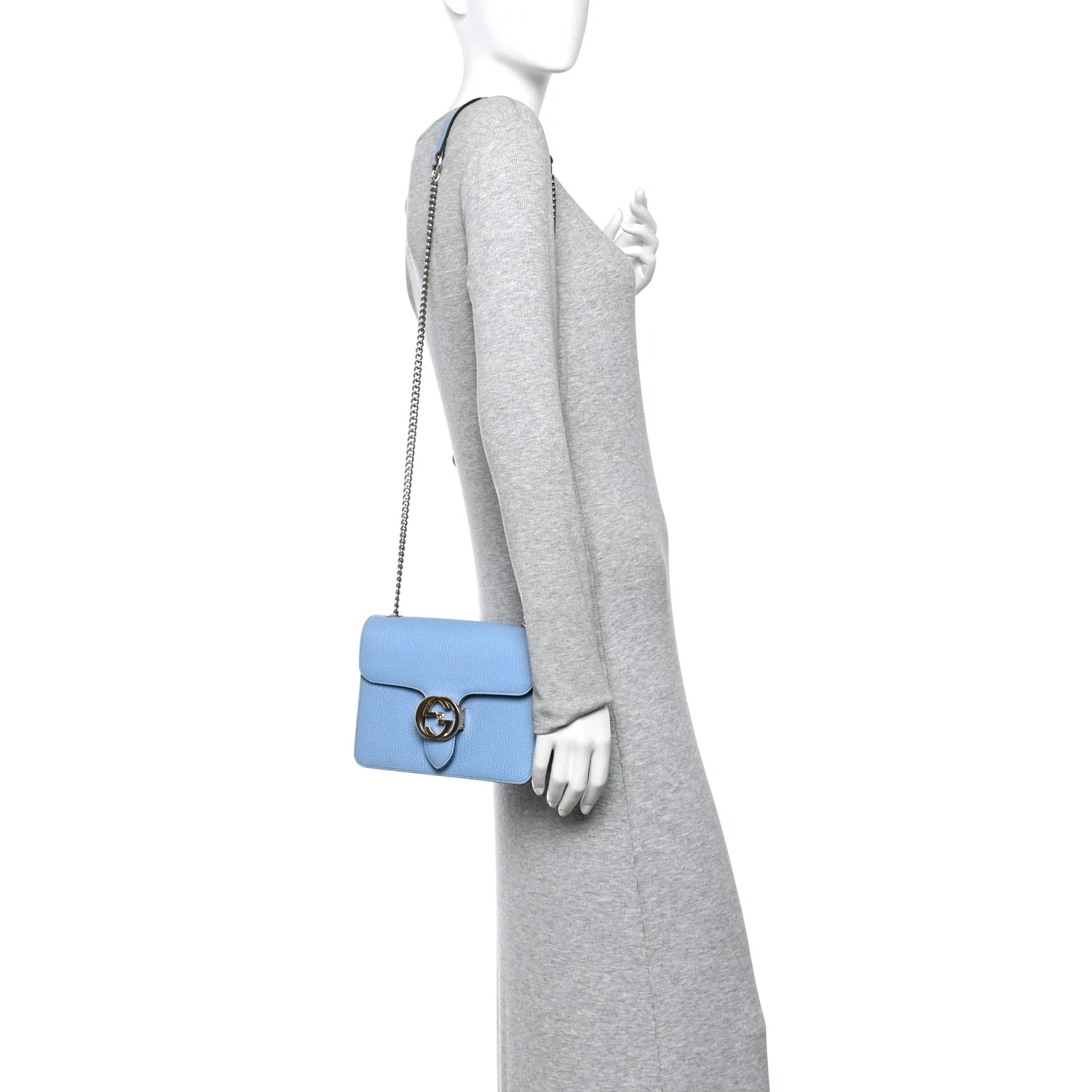 Dollar Calfskin Small Interlocking G Shoulder Bag Mineral Blue - Image 2