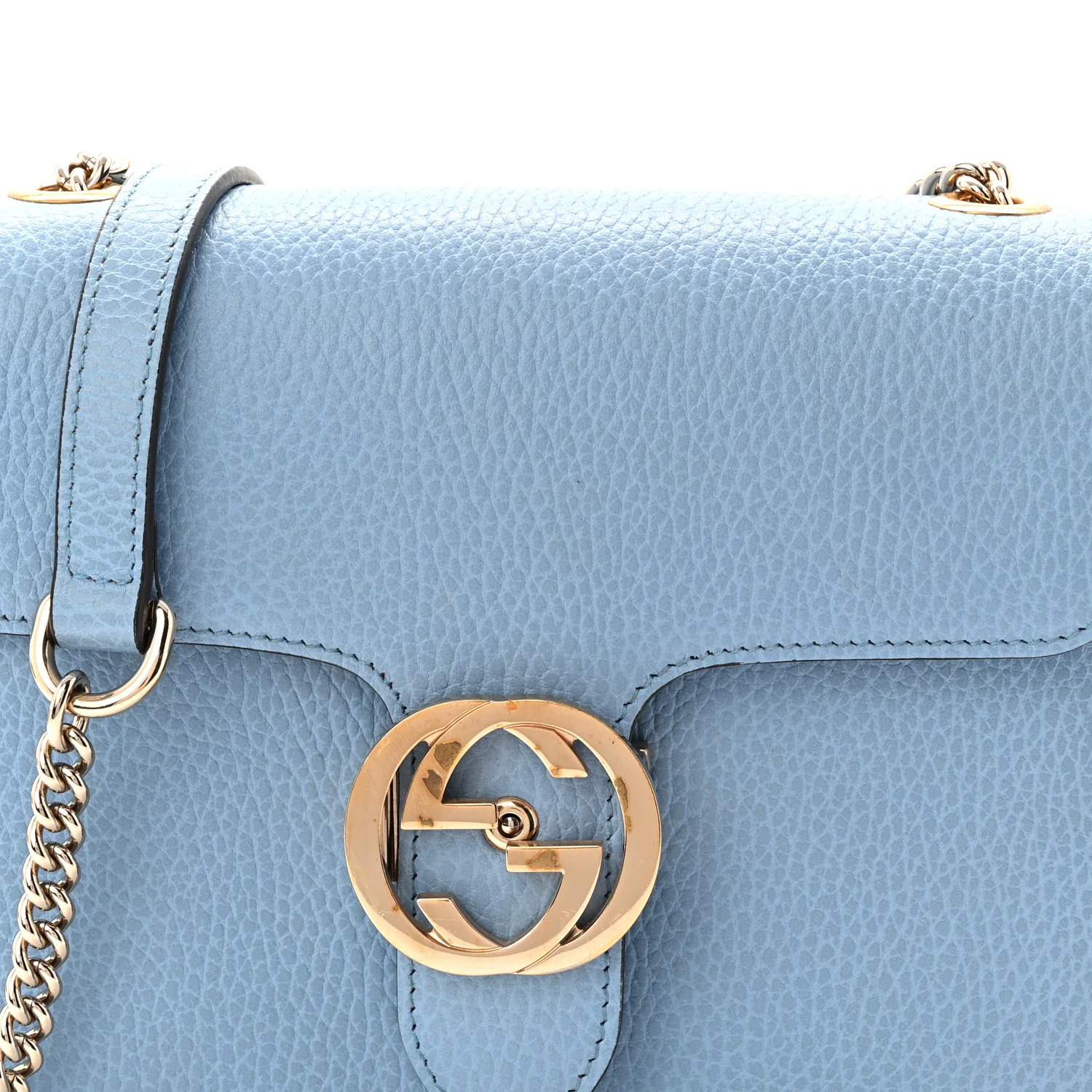 Dollar Calfskin Small Interlocking G Shoulder Bag Mineral Blue - Image 8