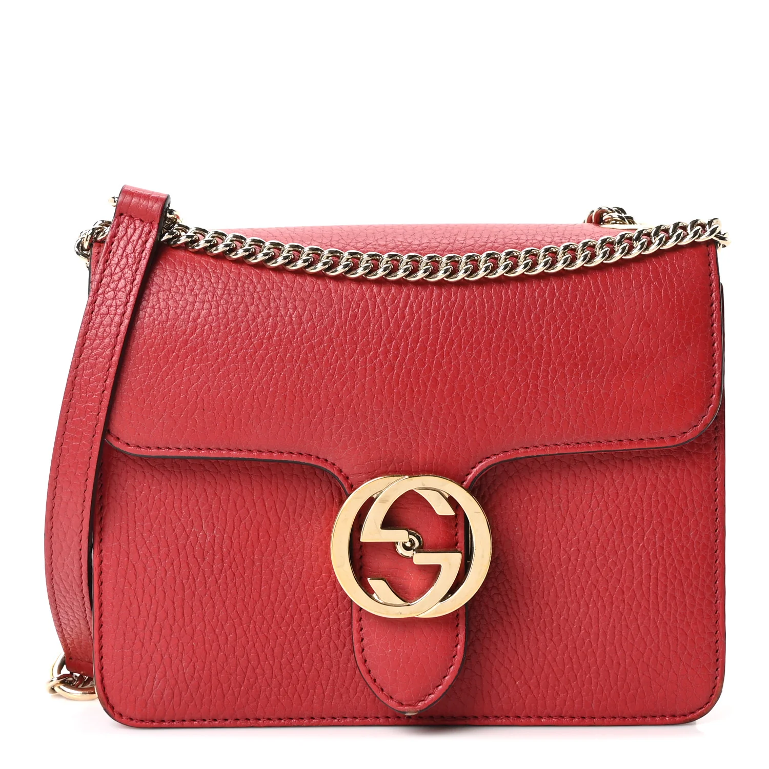 Dollar Calfskin Small Interlocking G Shoulder Bag Red - Image 2