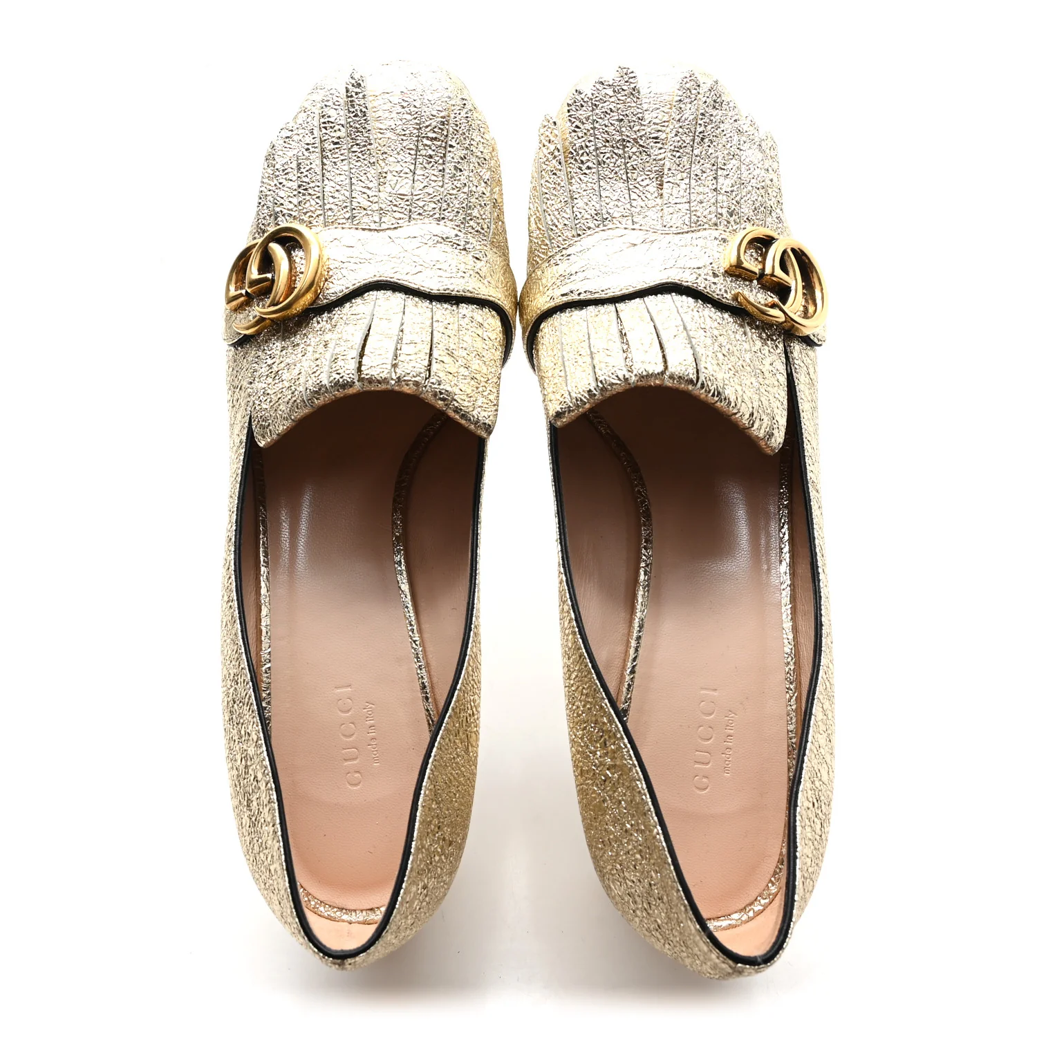 Galassia GG Marmont Fringe 50mm Loafer Pumps 41 Platino - Image 2