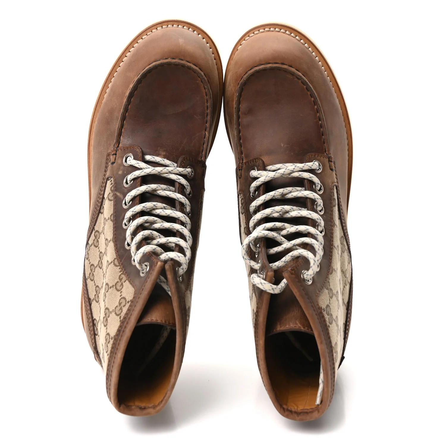 Garrett Calfskin Monogram Mens Ala Boots 12 Beige Ebony Cuir - Image 2