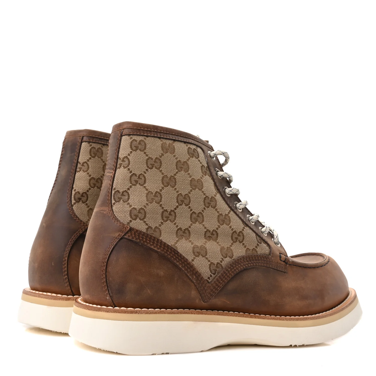 Garrett Calfskin Monogram Mens Ala Boots 12 Beige Ebony Cuir - Image 5