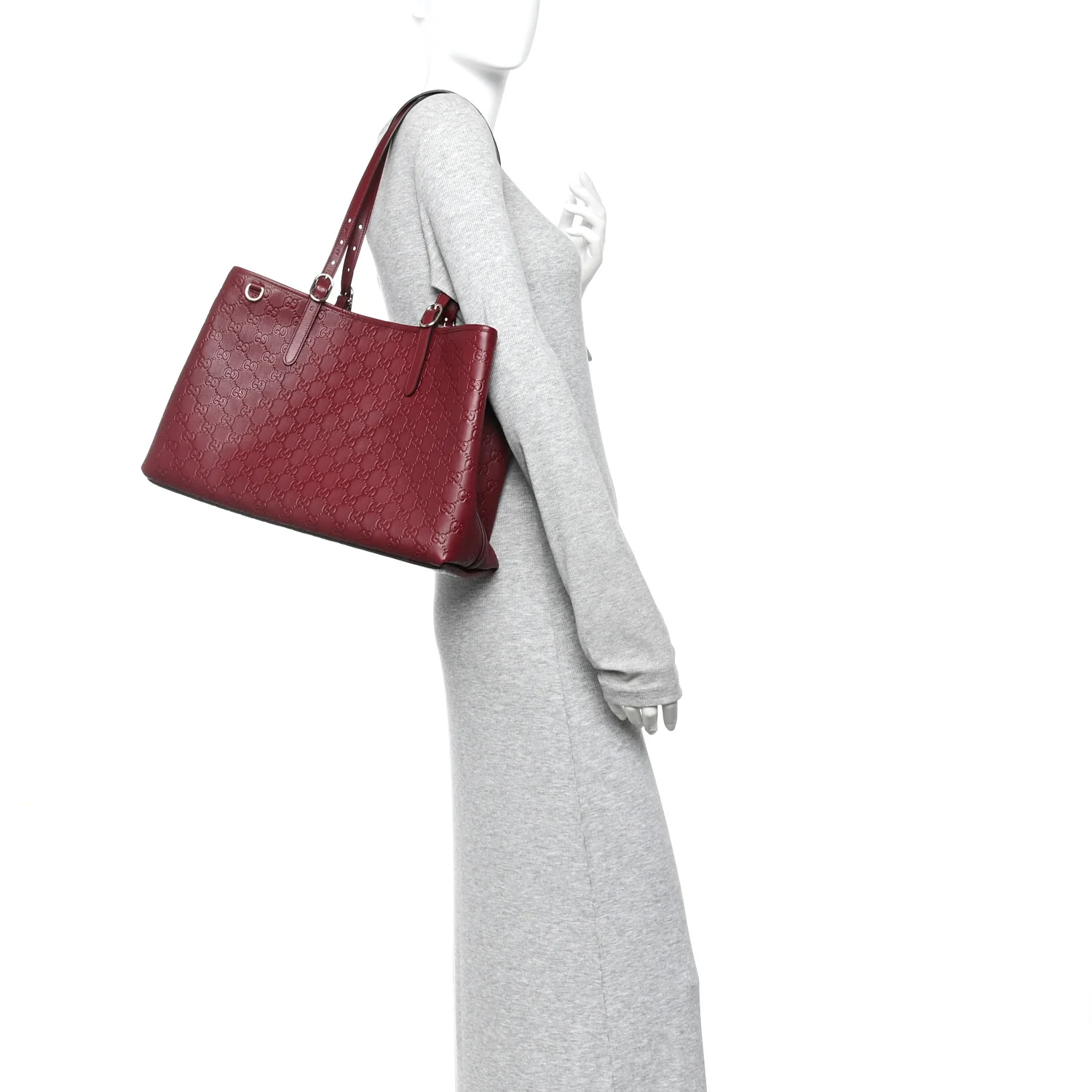 GG Calfskin Embossed Calfskin Large Tote Bag Rose Ancora - Image 2