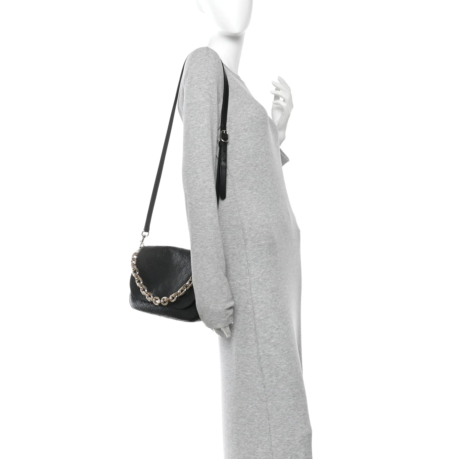 GG Calfskin Embossed Emblem Medium Arabella Bag Black Black - Image 2