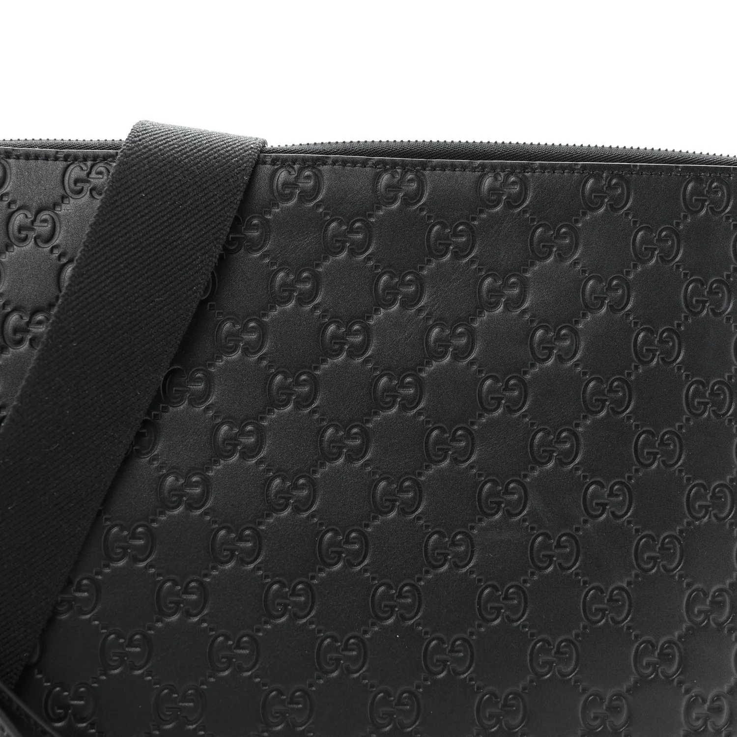 GG Calfskin Embossed Emblem Medium Crossbody Bag Black - Image 8