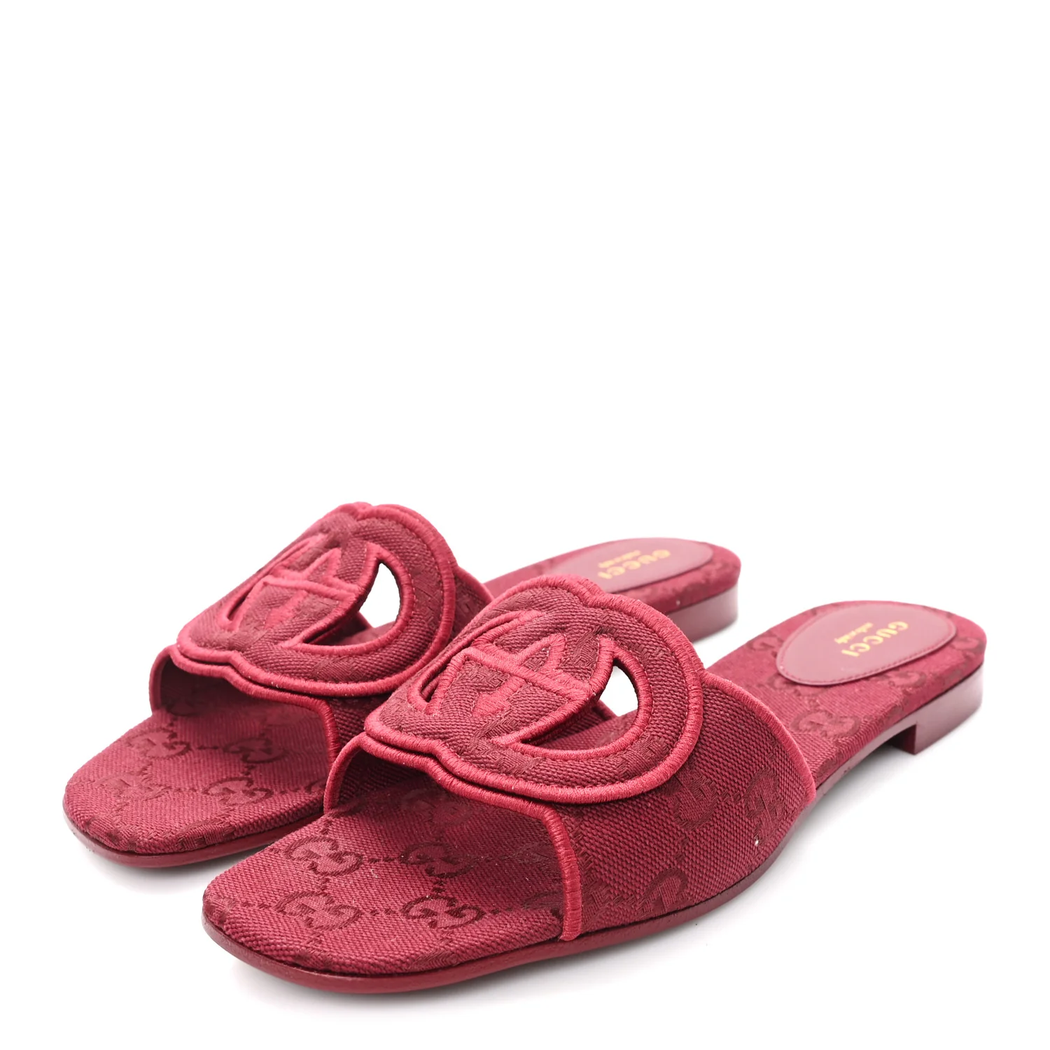 GG Canvas Interlocking G Cut Out Slide Sandals 37.5 Rosso Ancora - Image 4