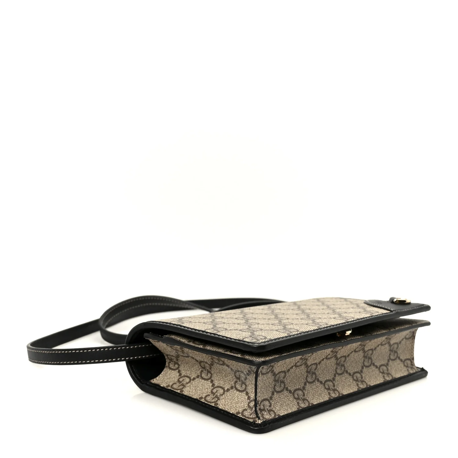 GG Emblem Monogram Wallet With Strap Beige Ebony Black - Image 4
