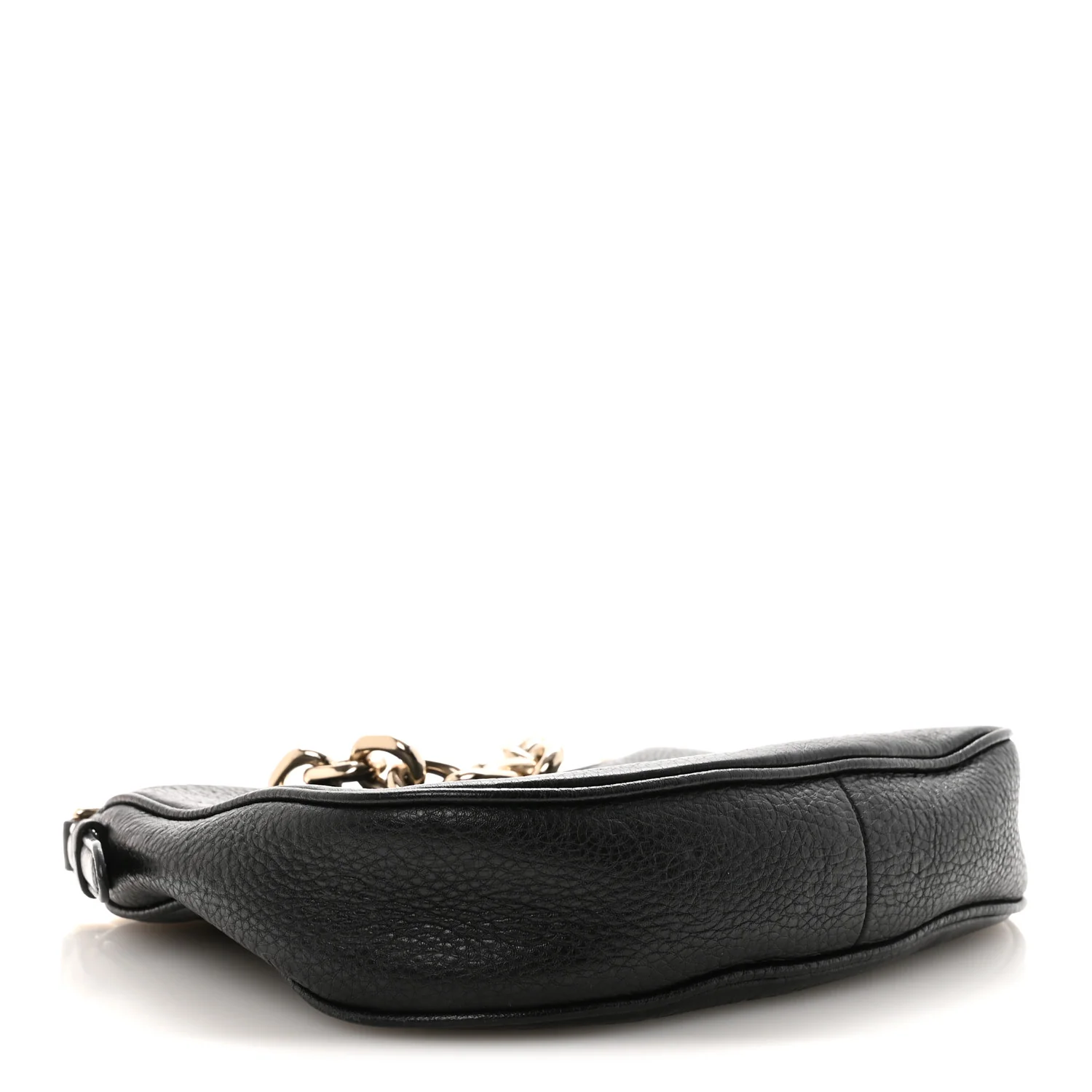 GG Grainy Calfskin Emblem Small Half Moon Shoulder Bag Black - Image 4