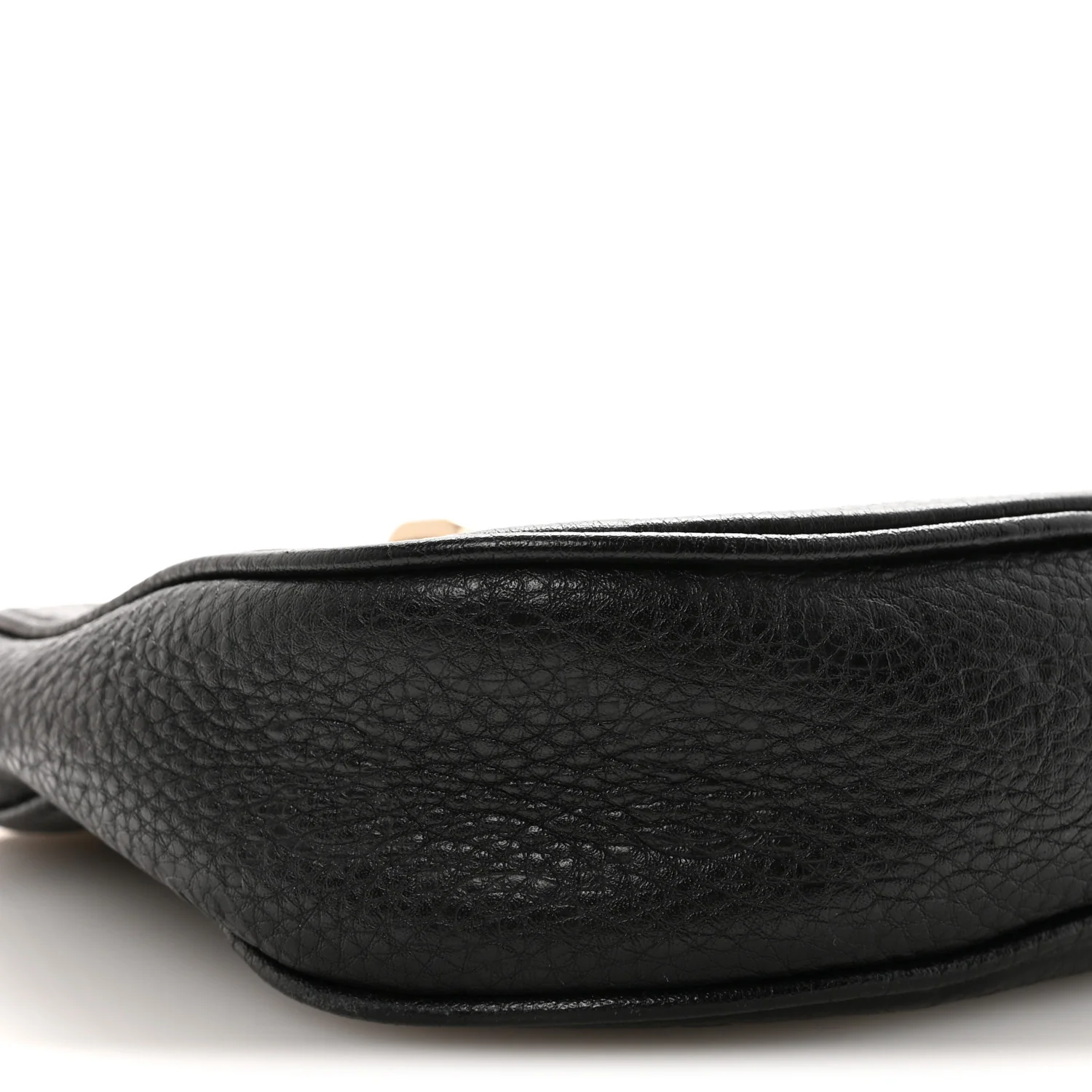 GG Grainy Calfskin Emblem Small Half Moon Shoulder Bag Black - Image 8