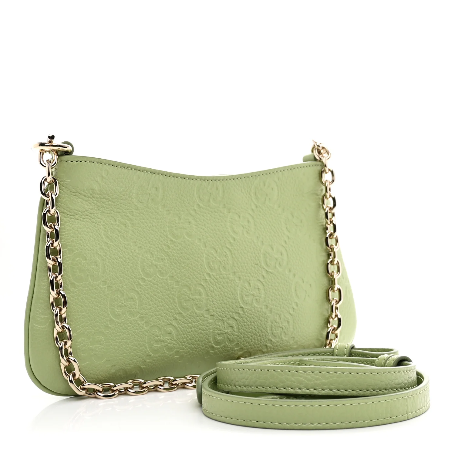 GG Grainy Calfskin Emblem Super Mini Shoulder Bag Sage Leaf - Image 3