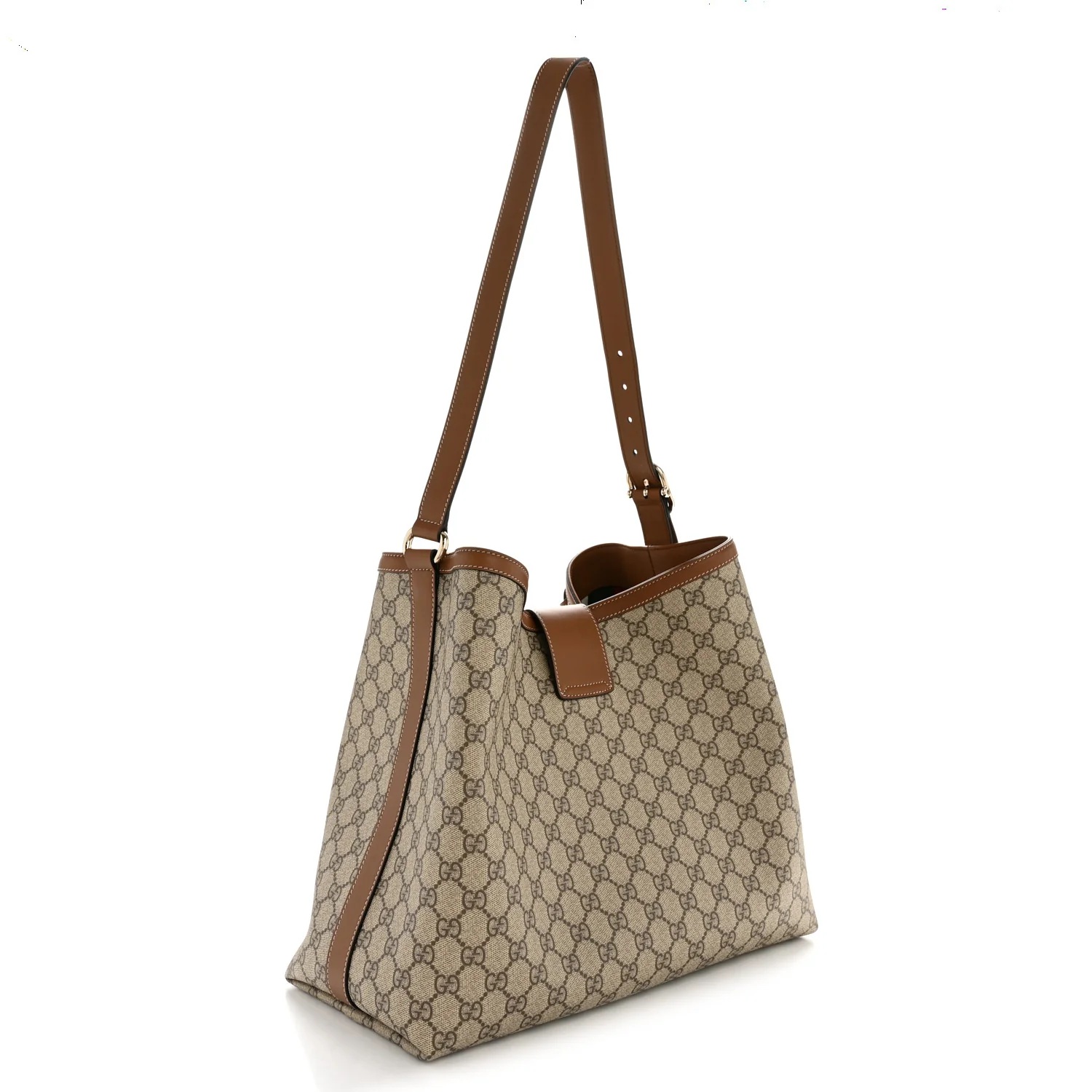 GG Icon Monogram Padlock Shoulder Bag Beige Dark Brown - Image 3