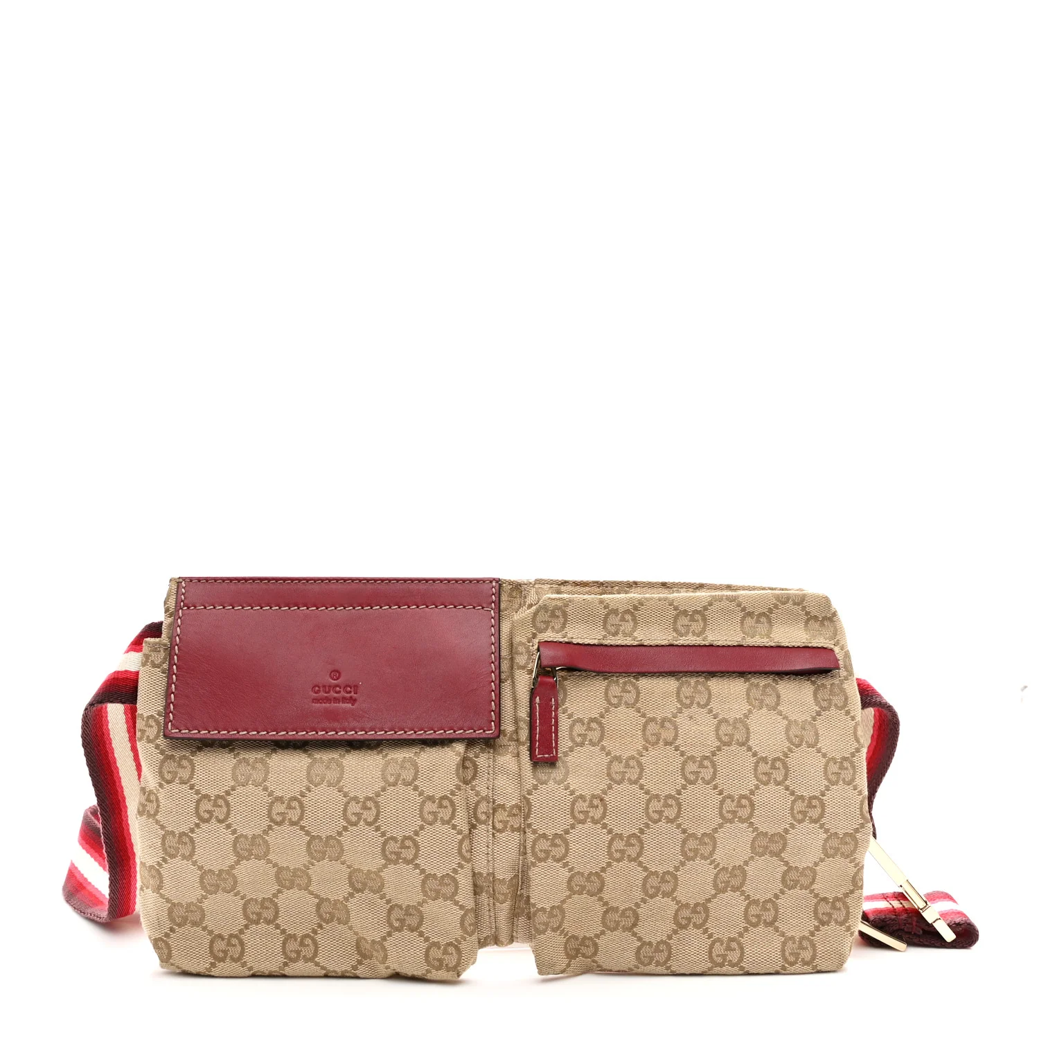 GG Monogram Double Pocket Belt Bag Red