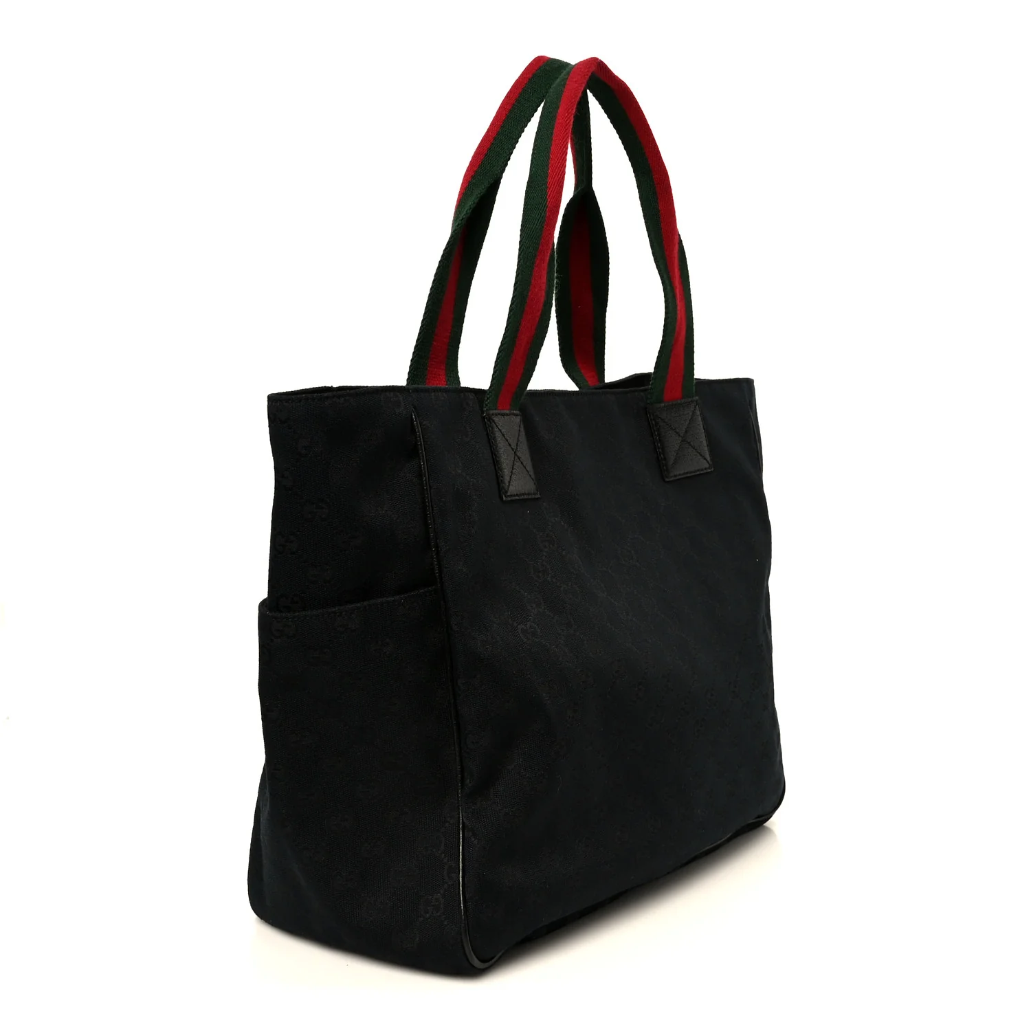 GG Monogram Medium Web Handle Double Pocket Tote Black - Image 3