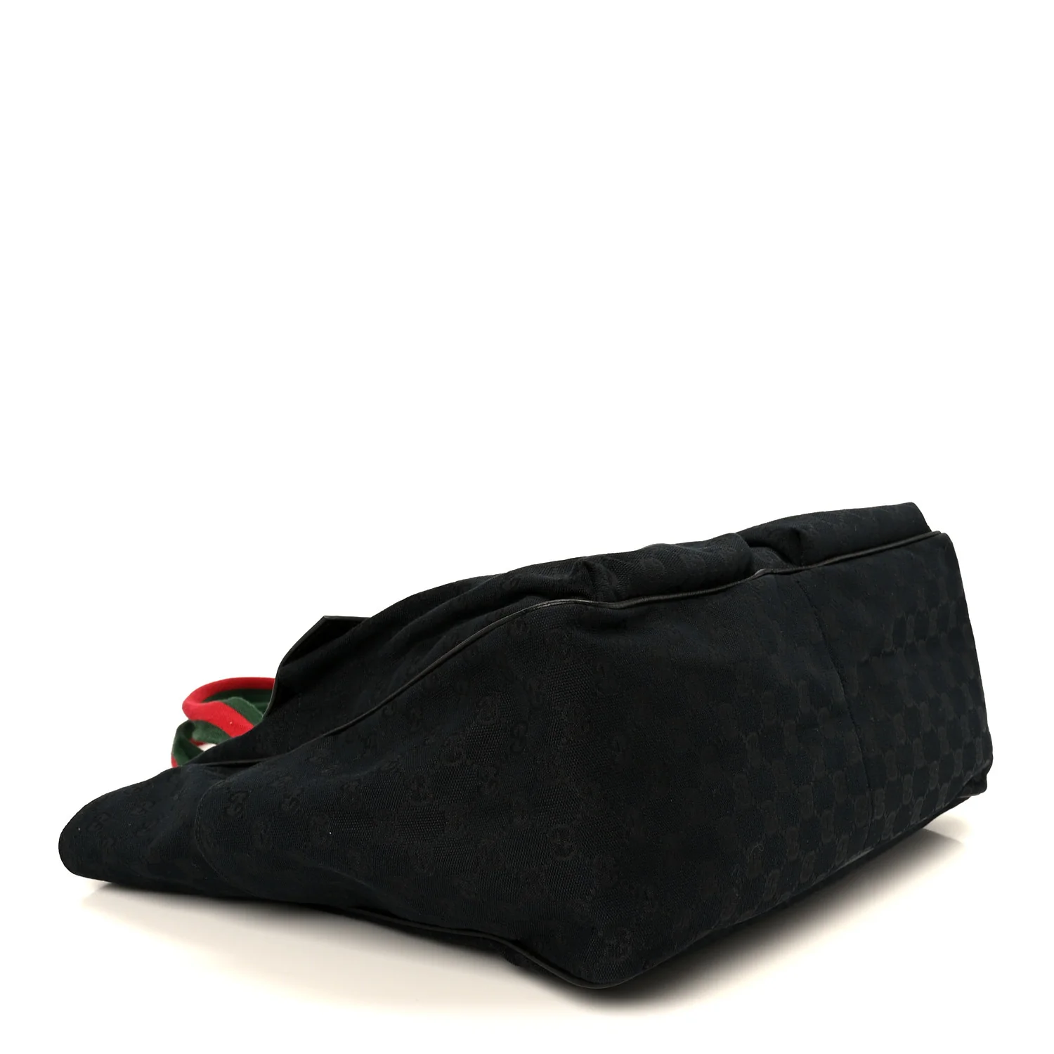 GG Monogram Medium Web Handle Double Pocket Tote Black - Image 4