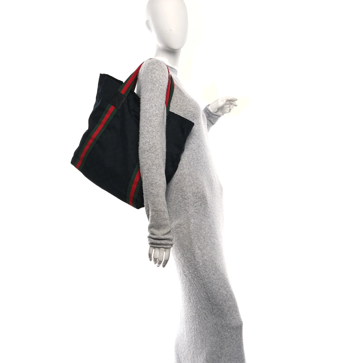 GG Monogram Medium Web Handle Vertical Tote Black - Image 2