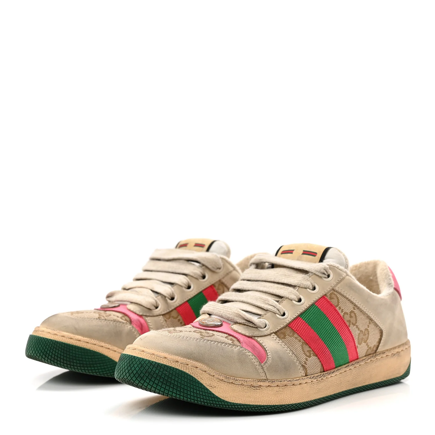 GG Monogram Nubuck Web Womens Screener Sneakers 38 New Sand Dusty Milk Pink - Image 4
