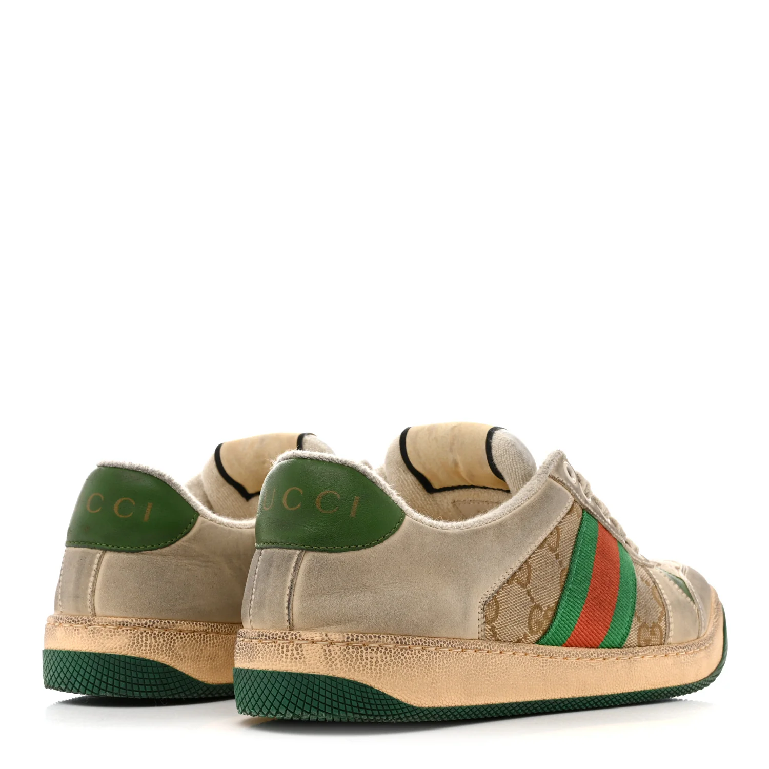 GG Monogram Nubuck Web Womens Screener Sneakers 38 New Sand Dusty Milk Vintage Green - Image 21