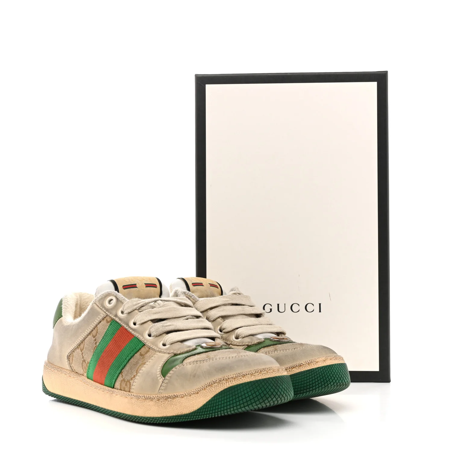 GG Monogram Nubuck Web Womens Screener Sneakers 38 New Sand Dusty Milk Vintage Green - Image 38