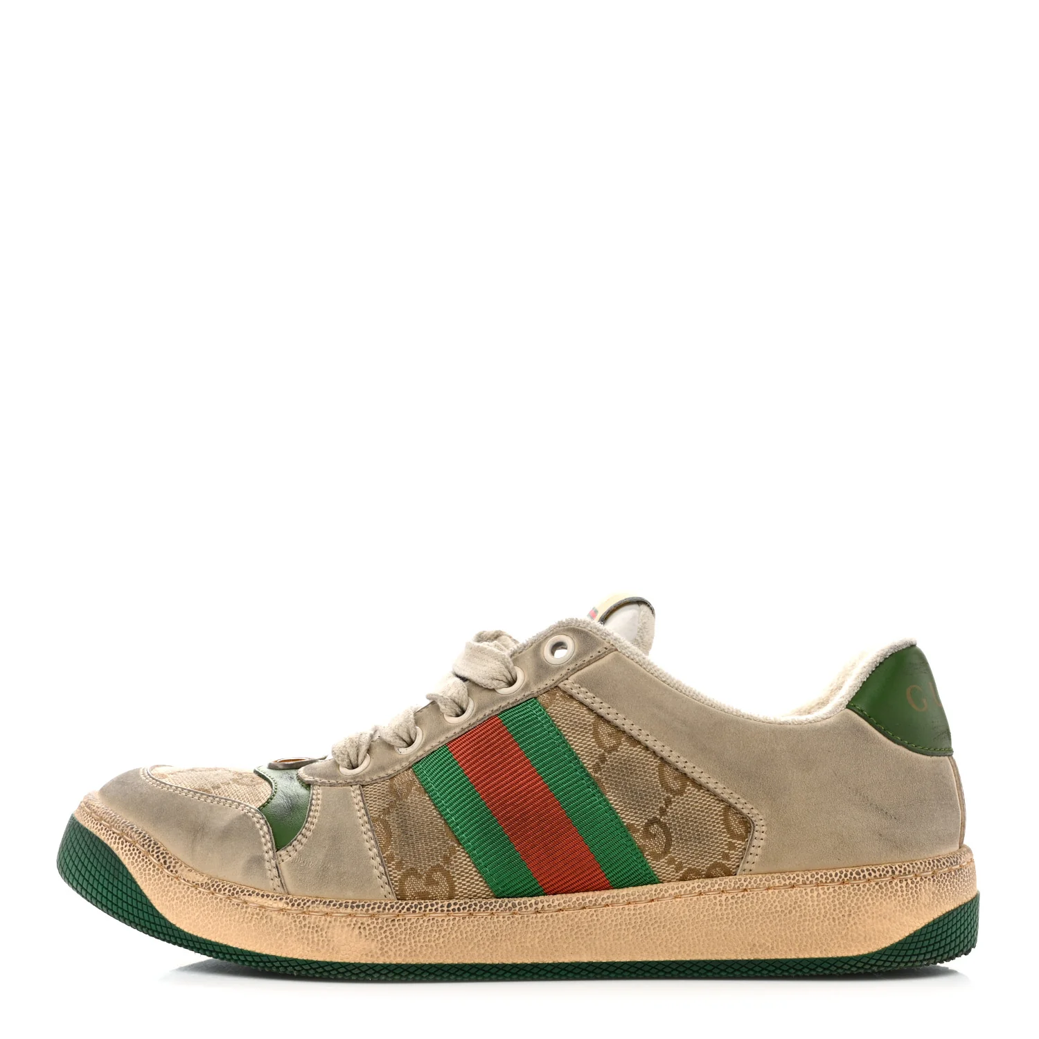 GG Monogram Nubuck Web Womens Screener Sneakers 38 New Sand Dusty Milk Vintage Green - Image 5