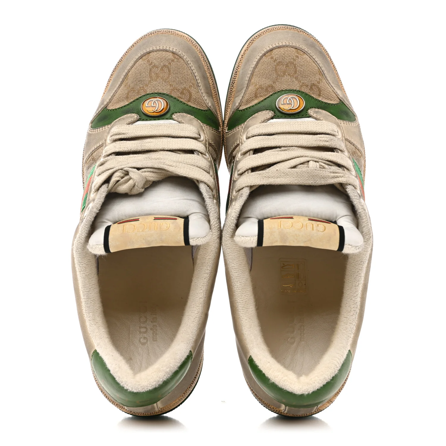 GG Monogram Nubuck Web Womens Screener Sneakers 38 New Sand Dusty Milk Vintage Green - Image 9