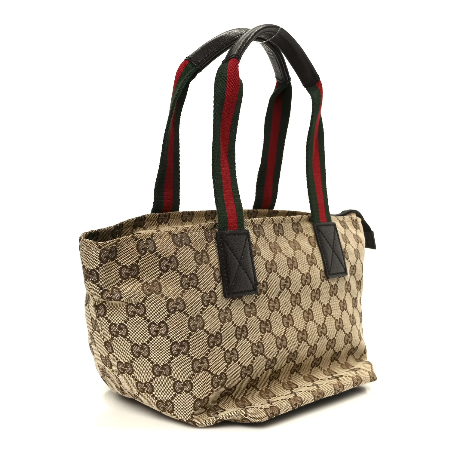 GG Monogram Small Web Handle Bucket Tote Dark Brown - Image 3