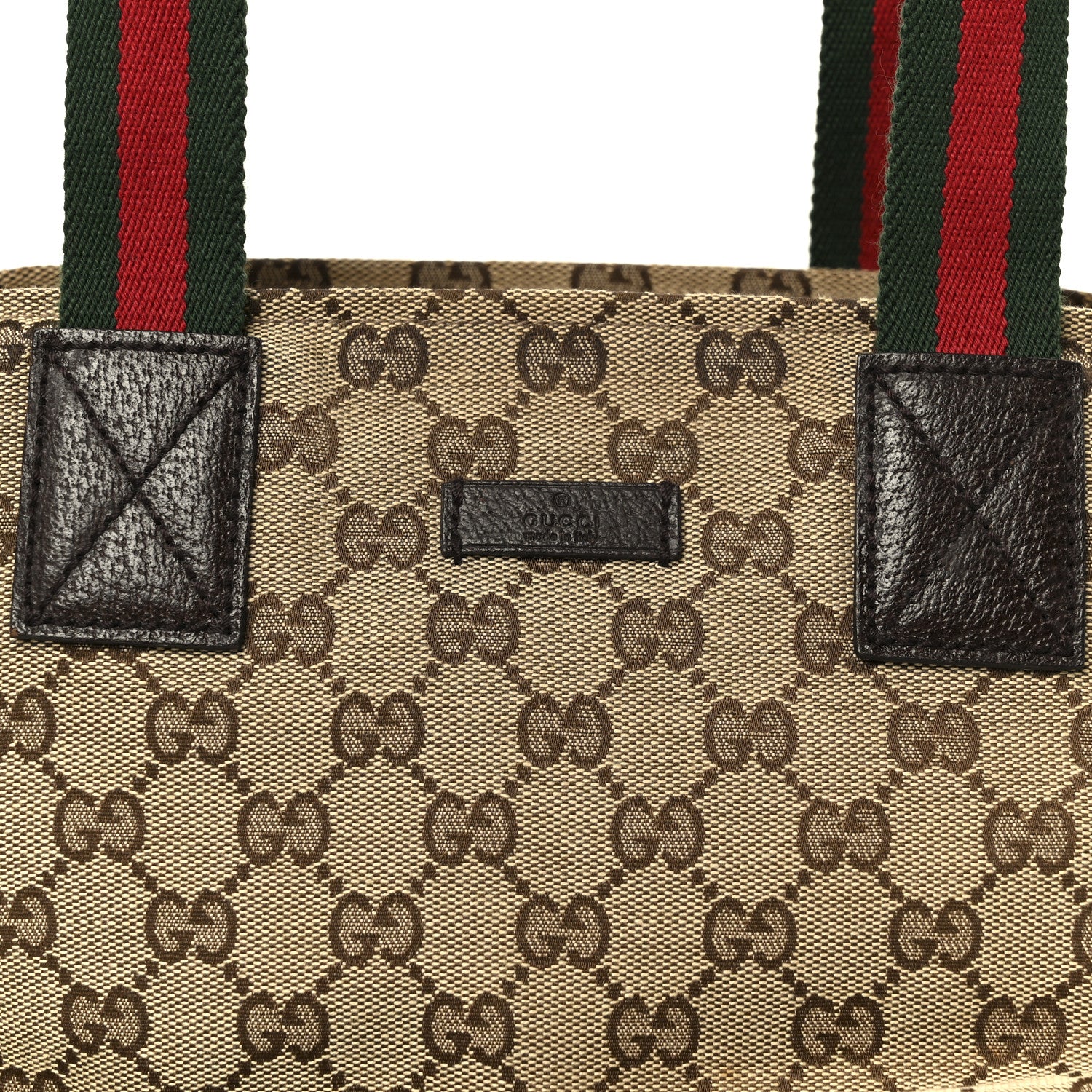 GG Monogram Small Web Handle Bucket Tote Dark Brown - Image 9