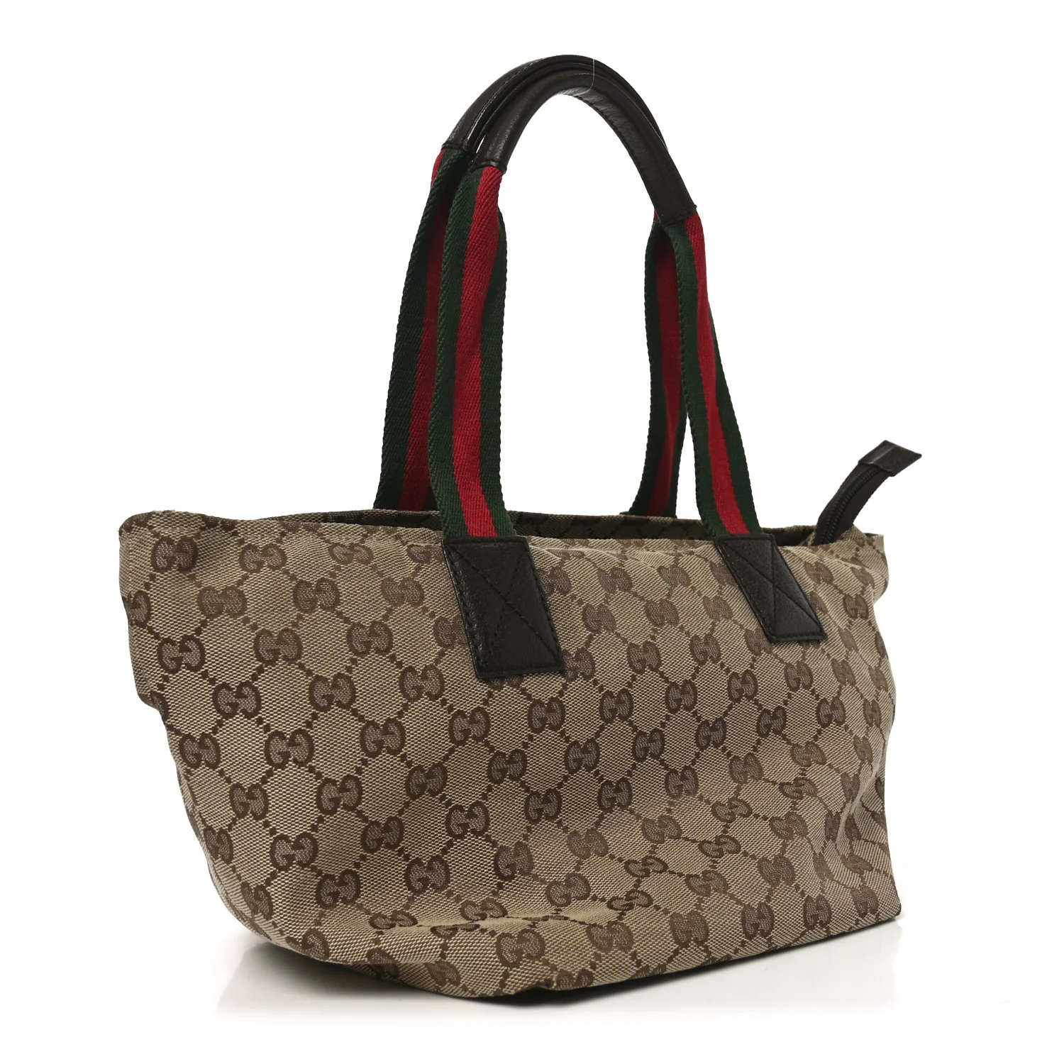 GG Monogram Small Web Handle Bucket Tote Dark Brown - Image 3