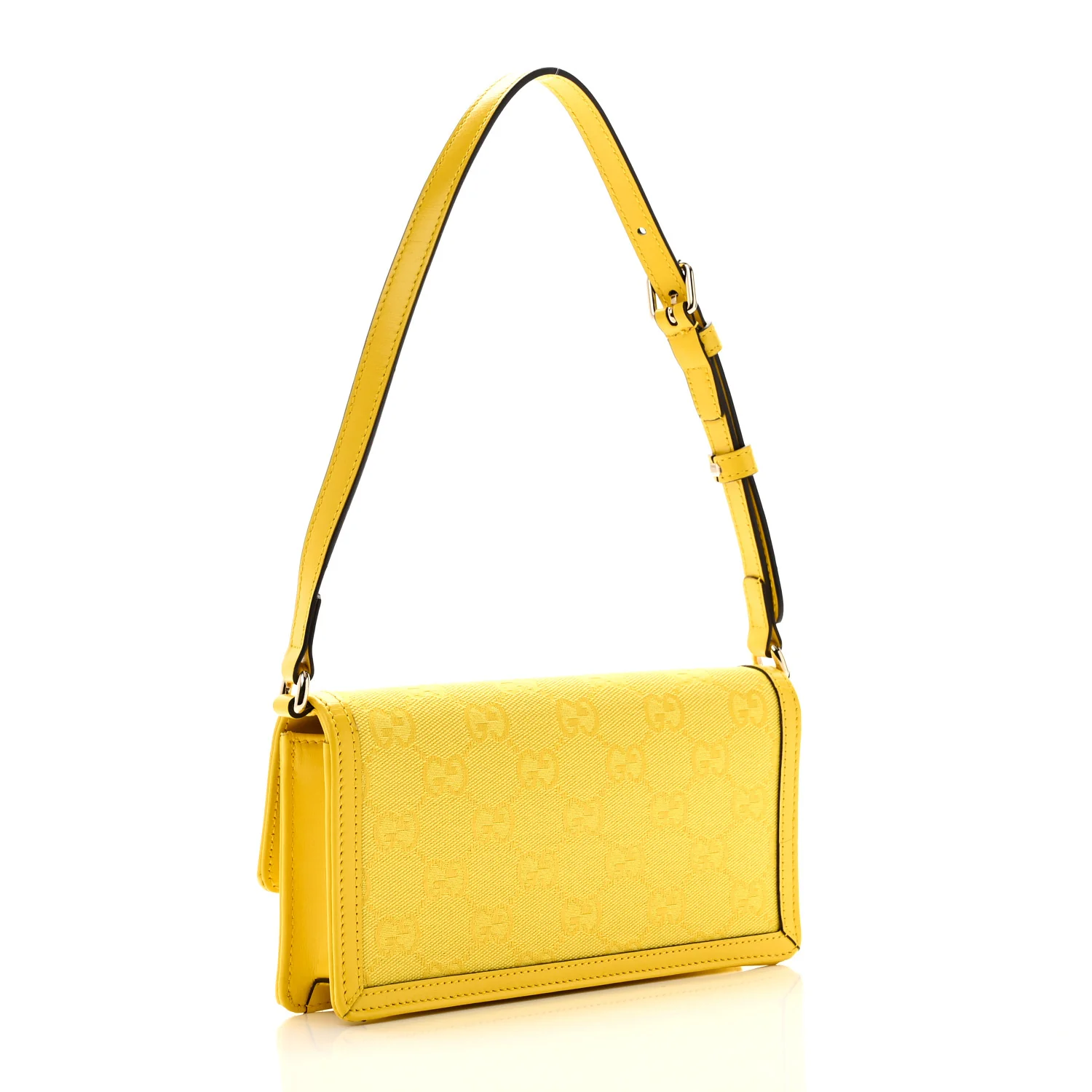 GG Monogram Textured Dollar Calfskin Mini Luce Shoulder Bag Yellow - Image 3
