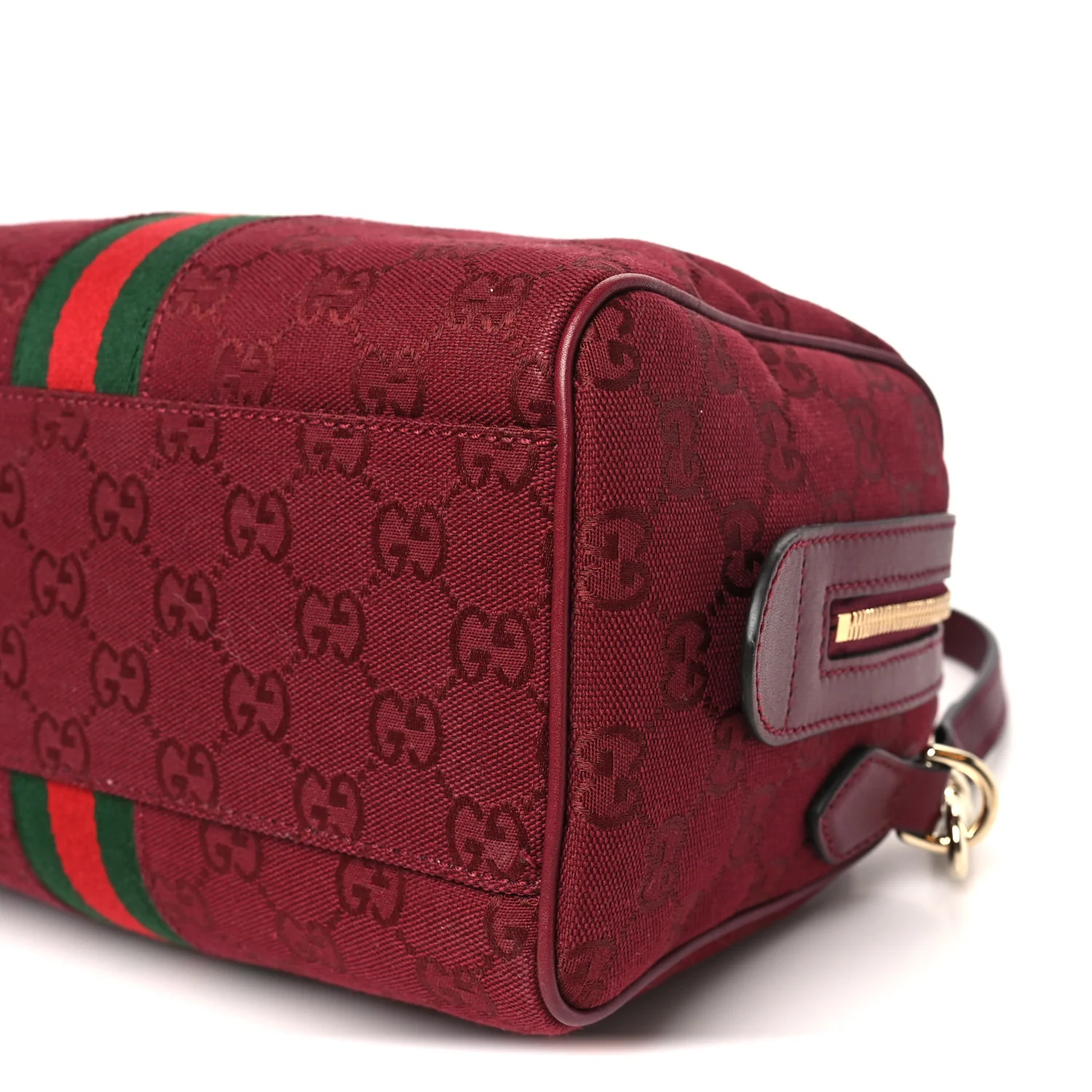 GG Monogram Textured Dollar Calfskin Web Small Ophidia Top Handle Bowler Bag Rosso Ancora - Image 10