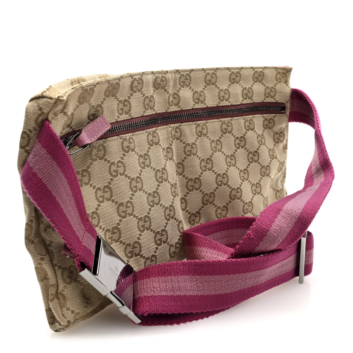 GG Monogram Web Double Pocket Belt Bag Pink - Image 2