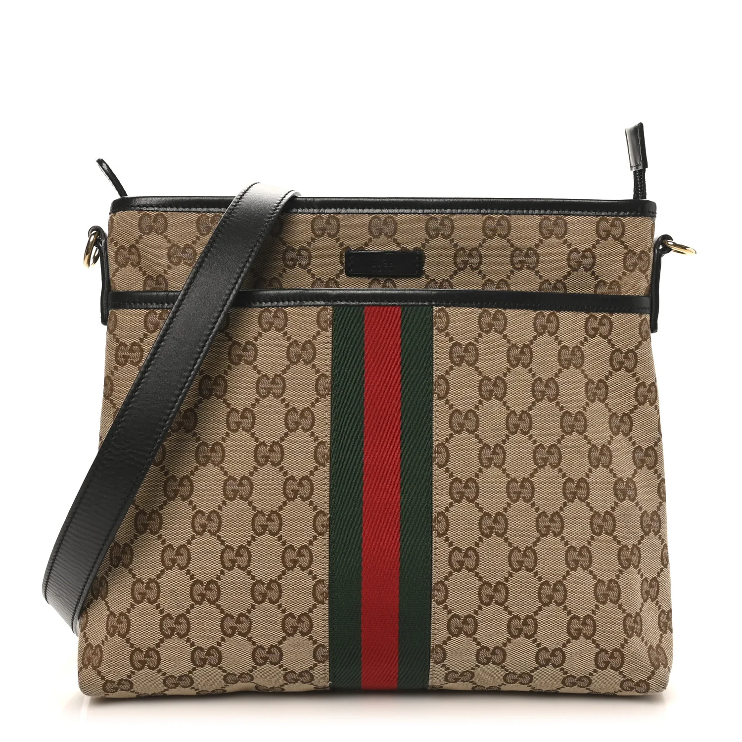 GG Monogram Web Flat Messenger Bag Black