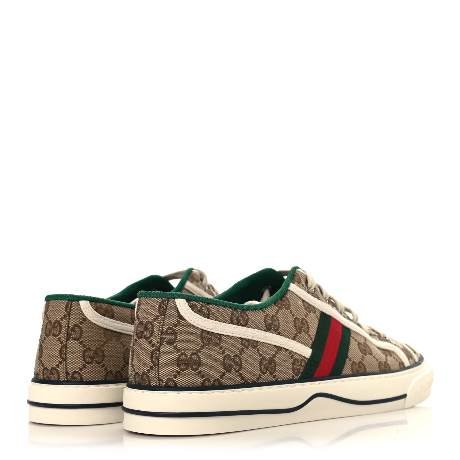 GG Monogram Web Mens 1977 Tennis Sneakers 11 Beige Ebony Mystic White Vert - Image 5