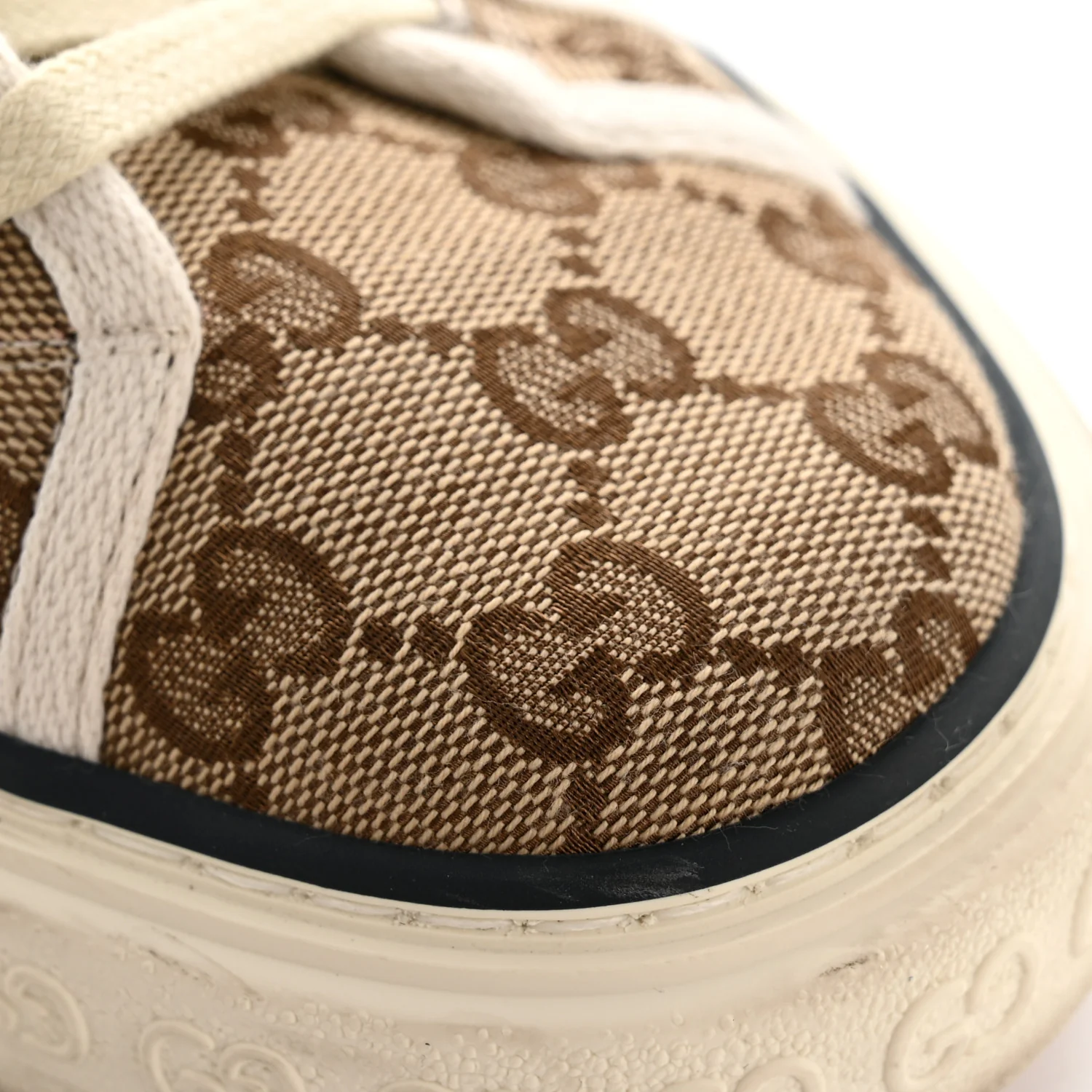 GG Monogram Web Womens 1977 Tennis Sneakers 40 Beige Ebony Mystic White - Image 11