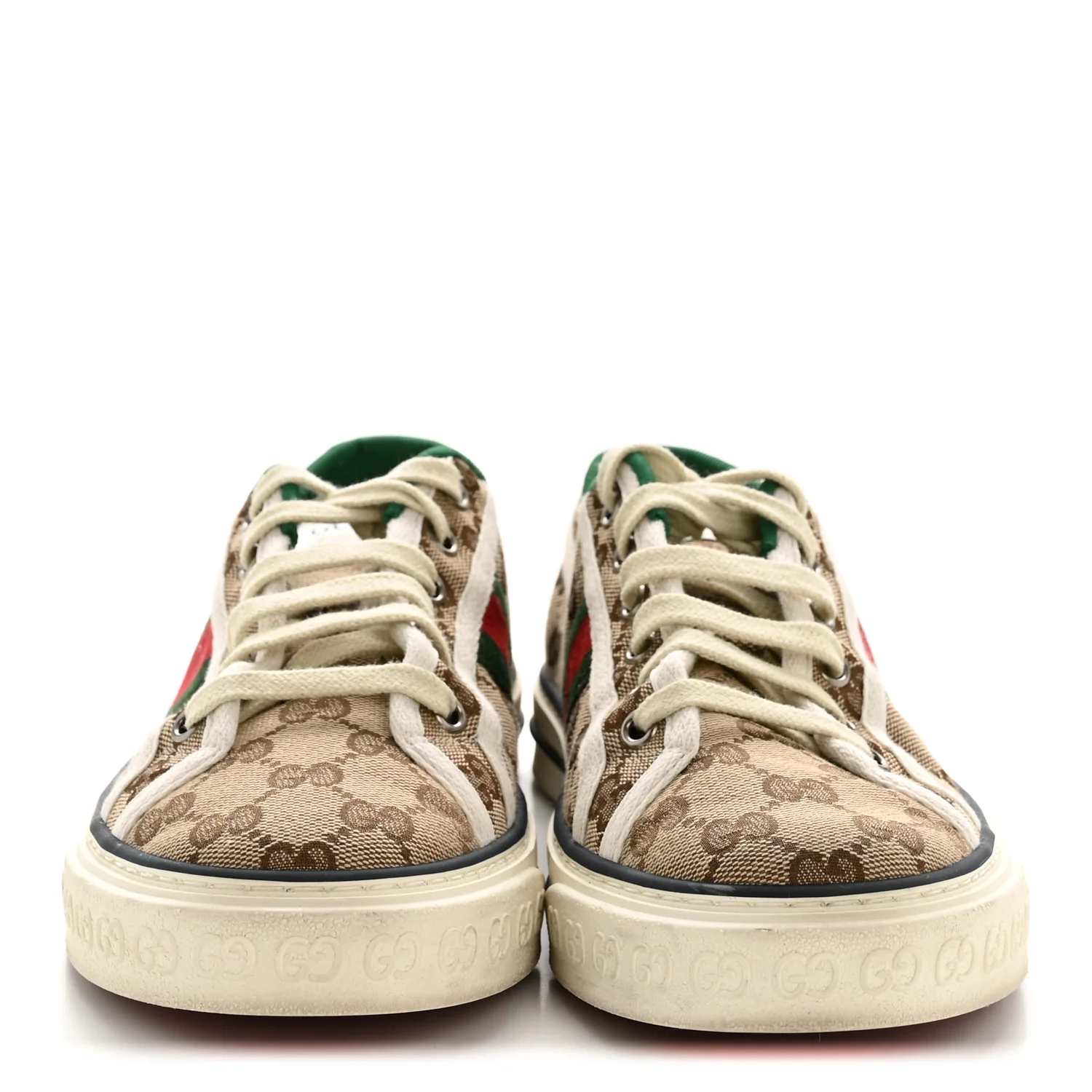 GG Monogram Web Womens 1977 Tennis Sneakers 40 Beige Ebony Mystic White - Image 3