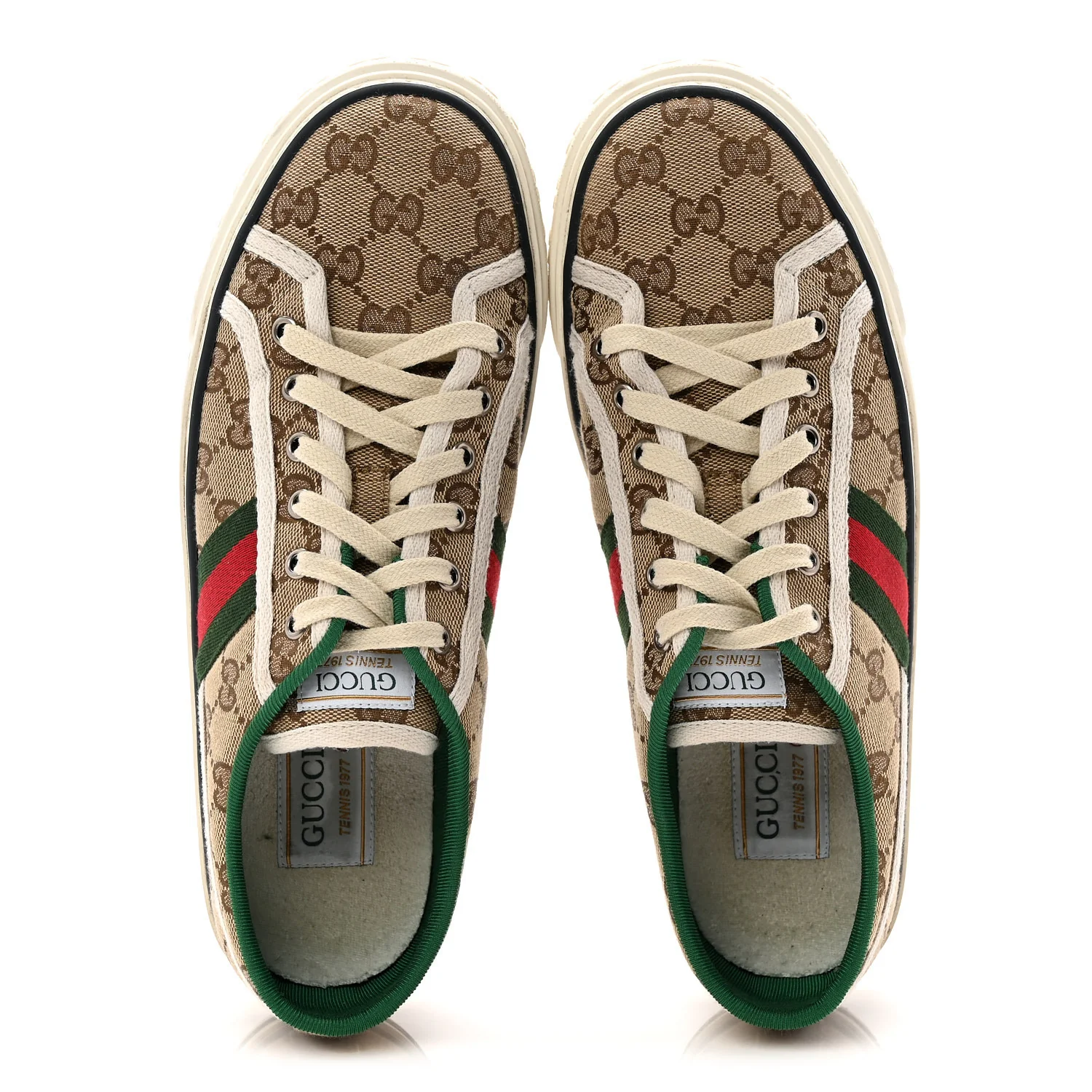 GG Monogram Web Womens 1977 Tennis Sneakers 41 Beige Ebony Mystic White - Image 2