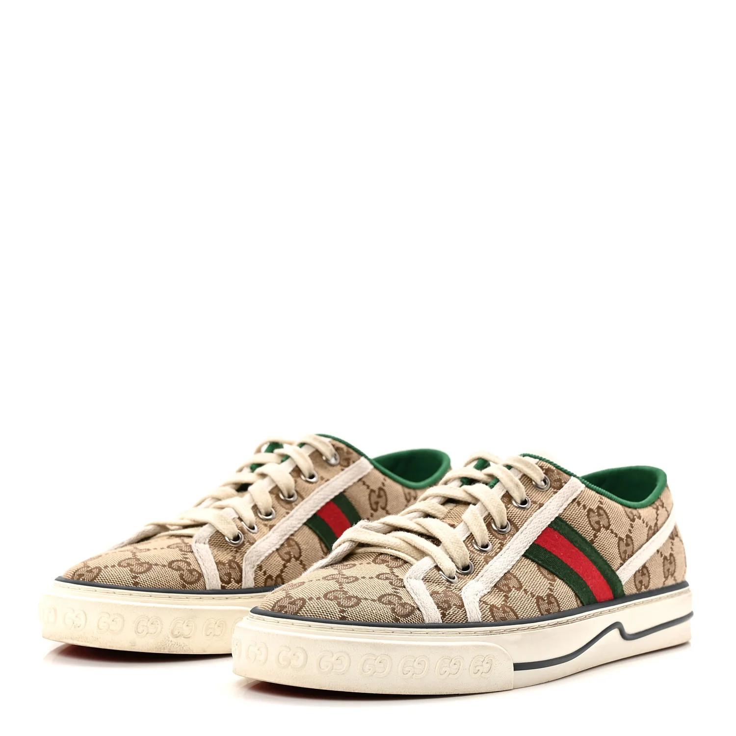 GG Monogram Web Womens 1977 Tennis Sneakers 41 Beige Ebony Mystic White - Image 4